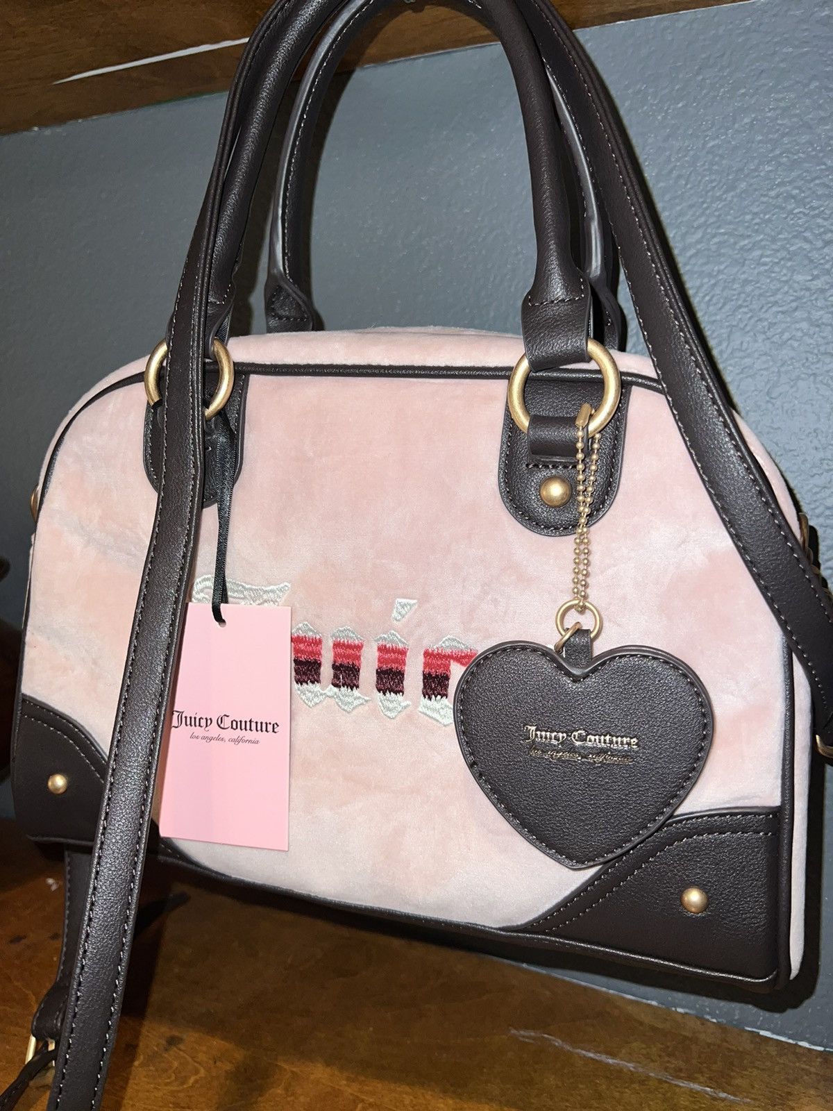 Juicy Couture Juicy Couture Velvet Velour Retro Satchel Bowler Hand Bag Size ONE SIZE - 11 Thumbnail