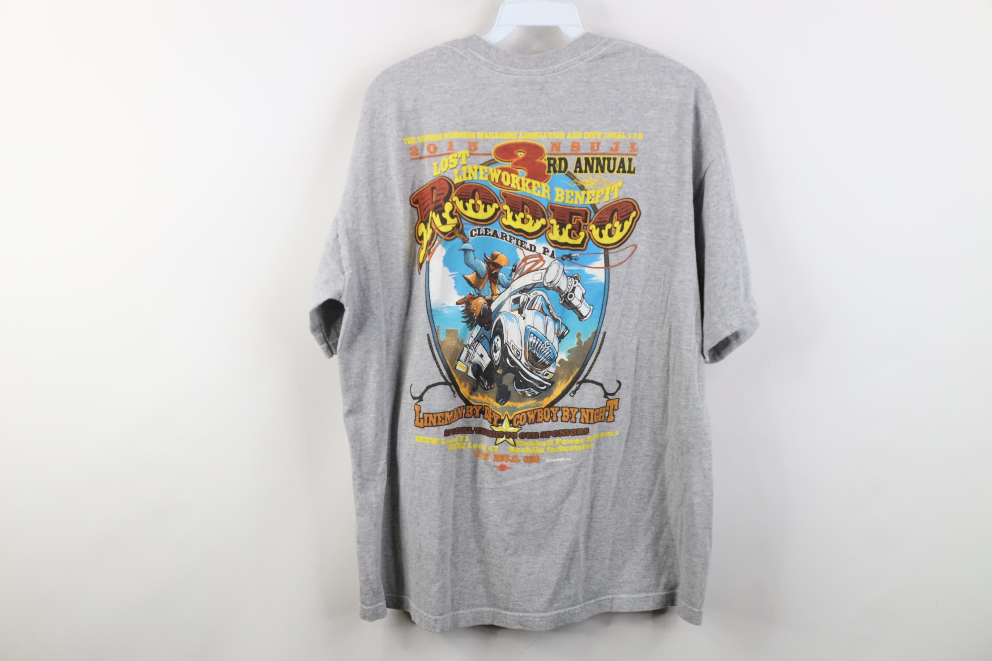 Vintage Vintage Y2K Union Lineman Rodeo Cowboy T-Shirt Gray USA Size US L / EU 52-54 / 3 - 10 Thumbnail
