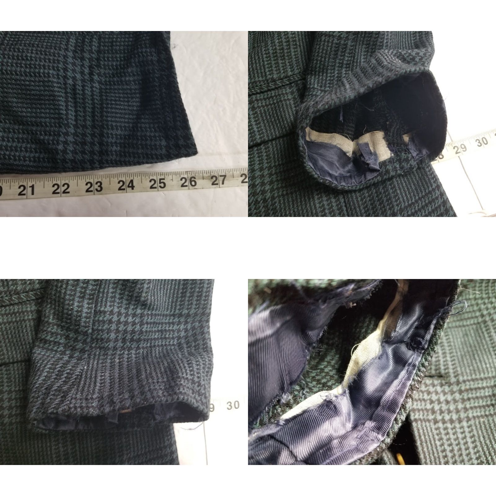Vintage VINTAGE Paul Rodon Sport Coat Jacket Blue Plaid Wool Silk 48L Double Breasted Peak Lapel Six Button Long See Measurements Mens Size 48R - 8 Thumbnail
