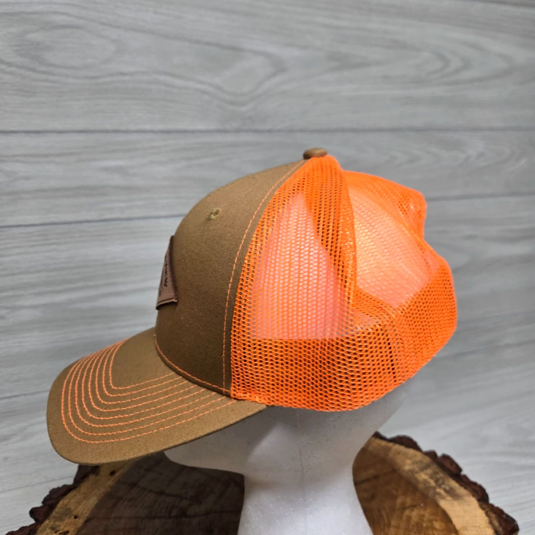 Vintage Unbranded Hat Adult Adjustable Mountain View Supply Co Hat Cap Safety Orange Tan Brown Beige Cotton, Polyester Snapback Casual Mens Size ONE SIZE - 4 Thumbnail