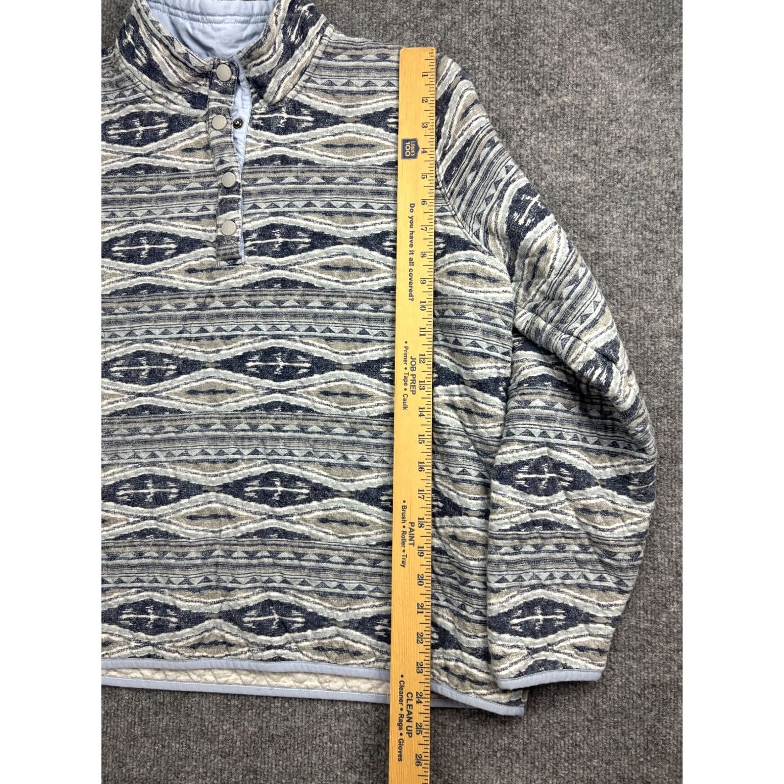 Orvis Orvis Jacket Mens XL Gray Aztec Geometric Quilted Snap Pullover Cotton Lined Size US XL / EU 56 / 4 - 3 Thumbnail