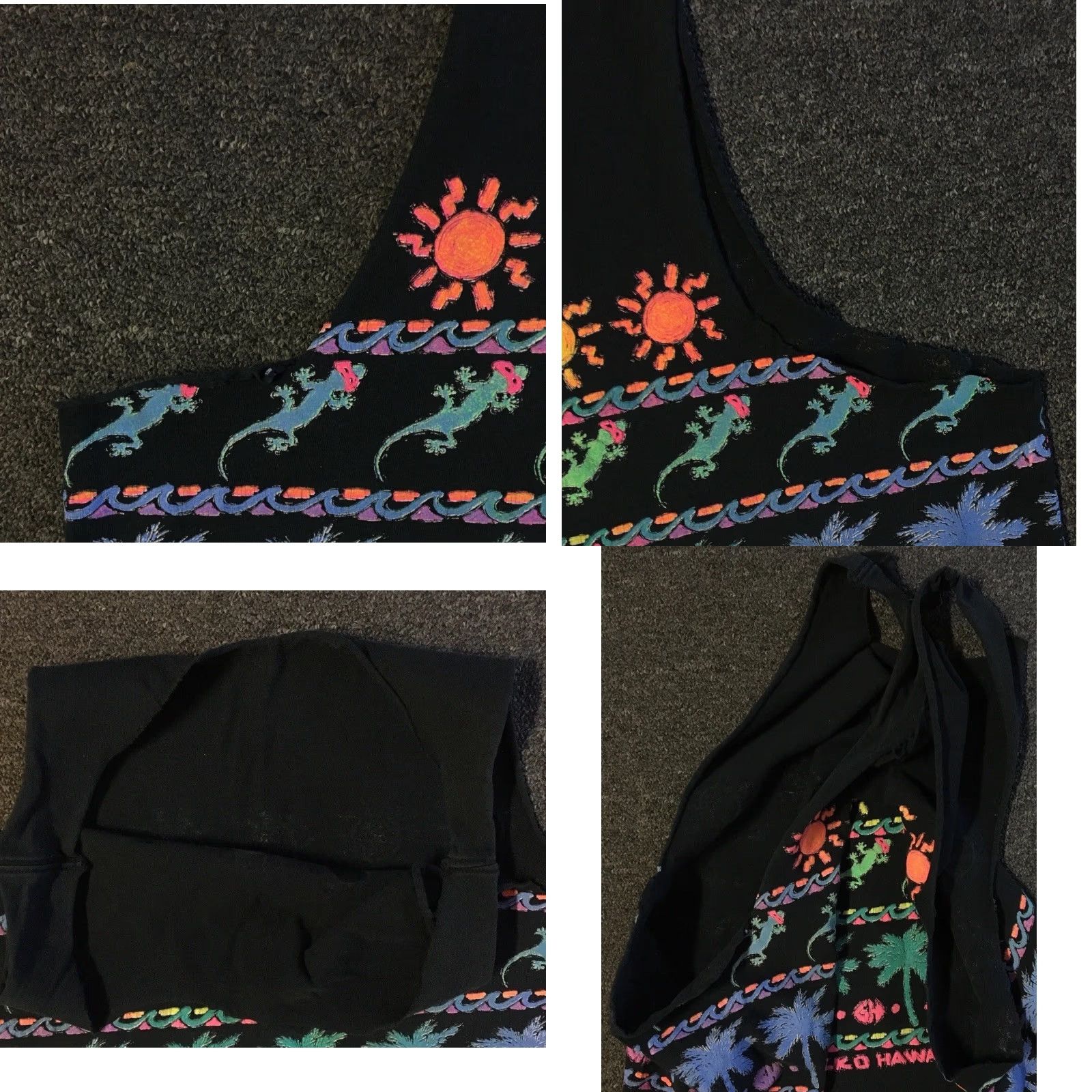 Vintage VINTAGE 90s Gecko Hawaii Faded Distress Cut Off Tank Top L Black Men T-Shirt Sleeveless Surf Beach Grunge AOP All Over Print Size US L / EU 52-54 / 3 - 8 Thumbnail