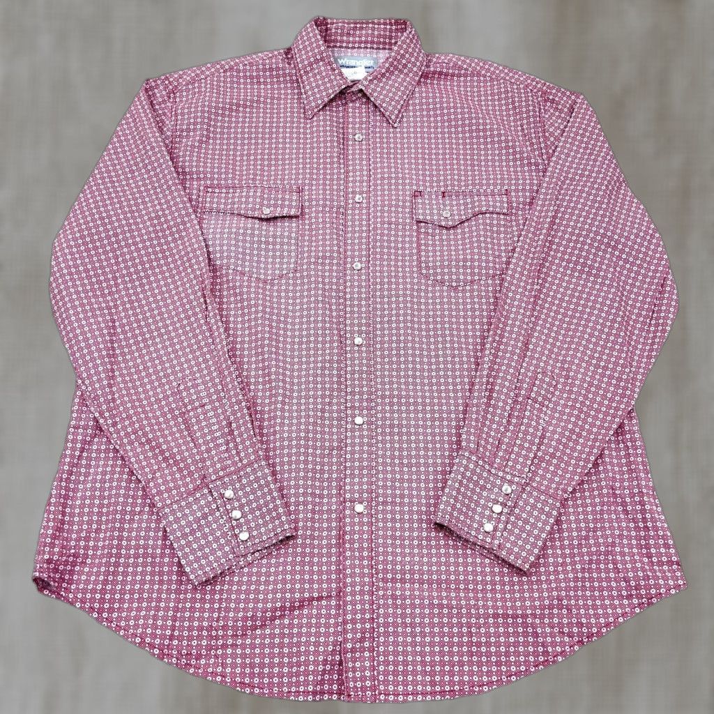 Wrangler VINTAGE Wrangler Western Shirt Men XL Red Pearl Snap Button Up Cowboy Wrancher Geometric Size US XL / EU 56 / 4 - 1 Thumbnail