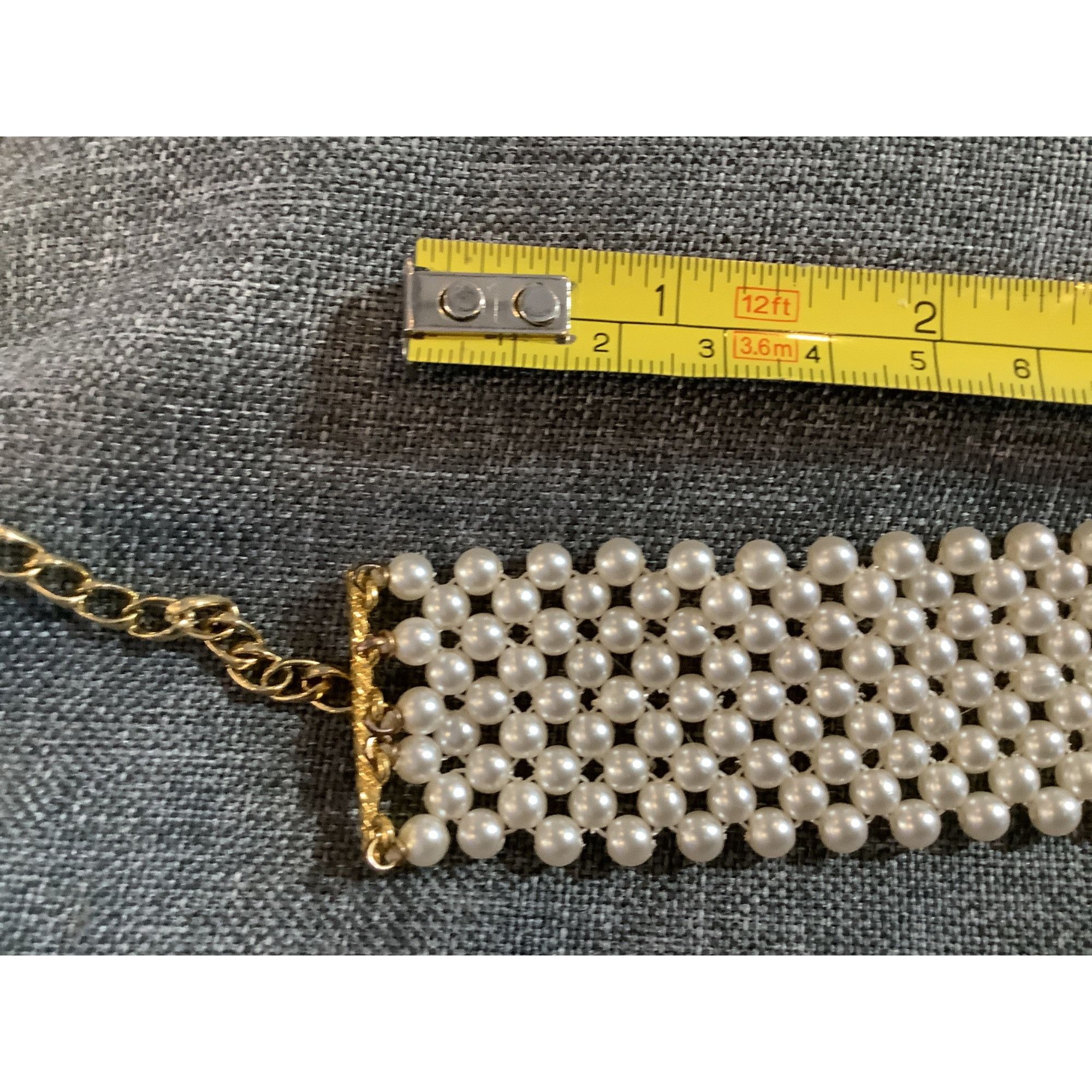 Other Faux Pearl Choker Necklace With Goldtone Chain Clasp 14" Vin Size ONE SIZE - 8 Thumbnail