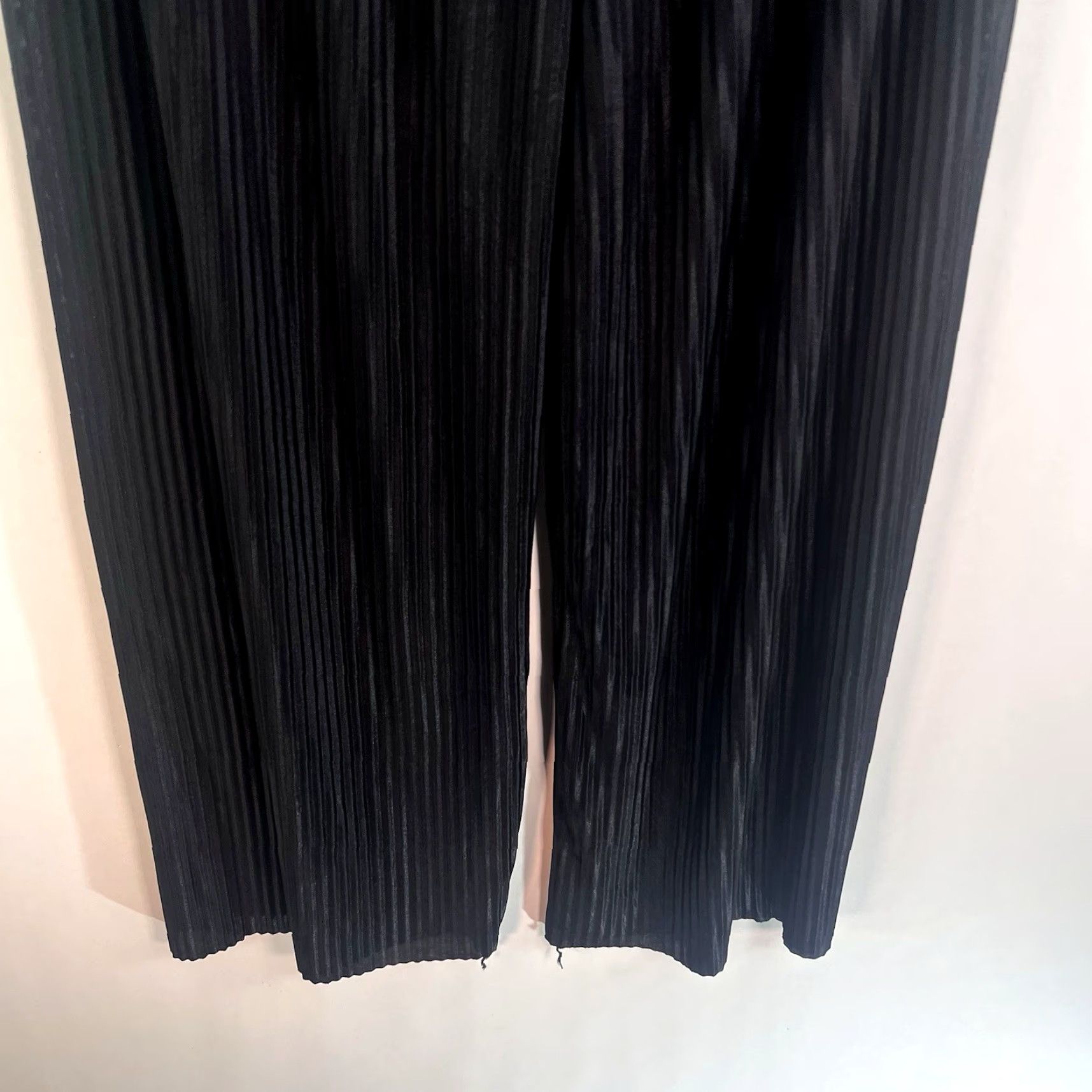 Vintage Extra Belleza Black Stretch Pull-On Cropped Wide-Leg Pants Women's 26x26 Regular Adult Size M/L Geometric 80s Beach Tropical Fall Spring Summer Size 36" / US 14 / IT 50 - 4 Thumbnail