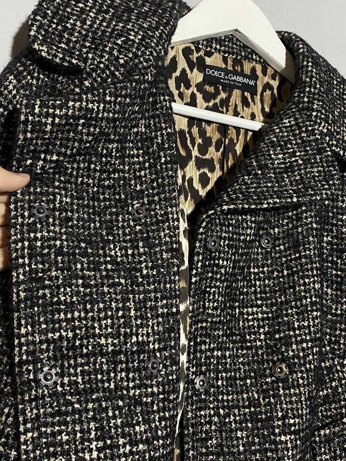 Dolce & Gabbana Dolce Gabbana Vintage Tweed Wool Mohair Coat Leopard Lining Size L / US 10 / IT 46 - 14 Thumbnail