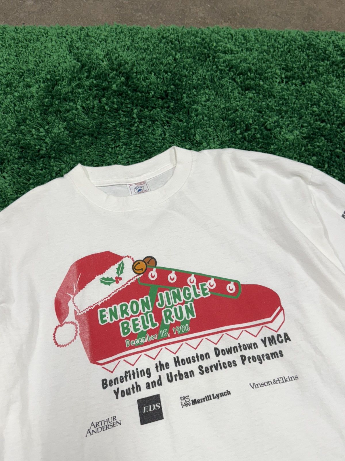 Delta × Vintage RARE Enron Jingle Bell Run 1996 White Long Sleeve XL Size US XL / EU 56 / 4 - 4 Thumbnail