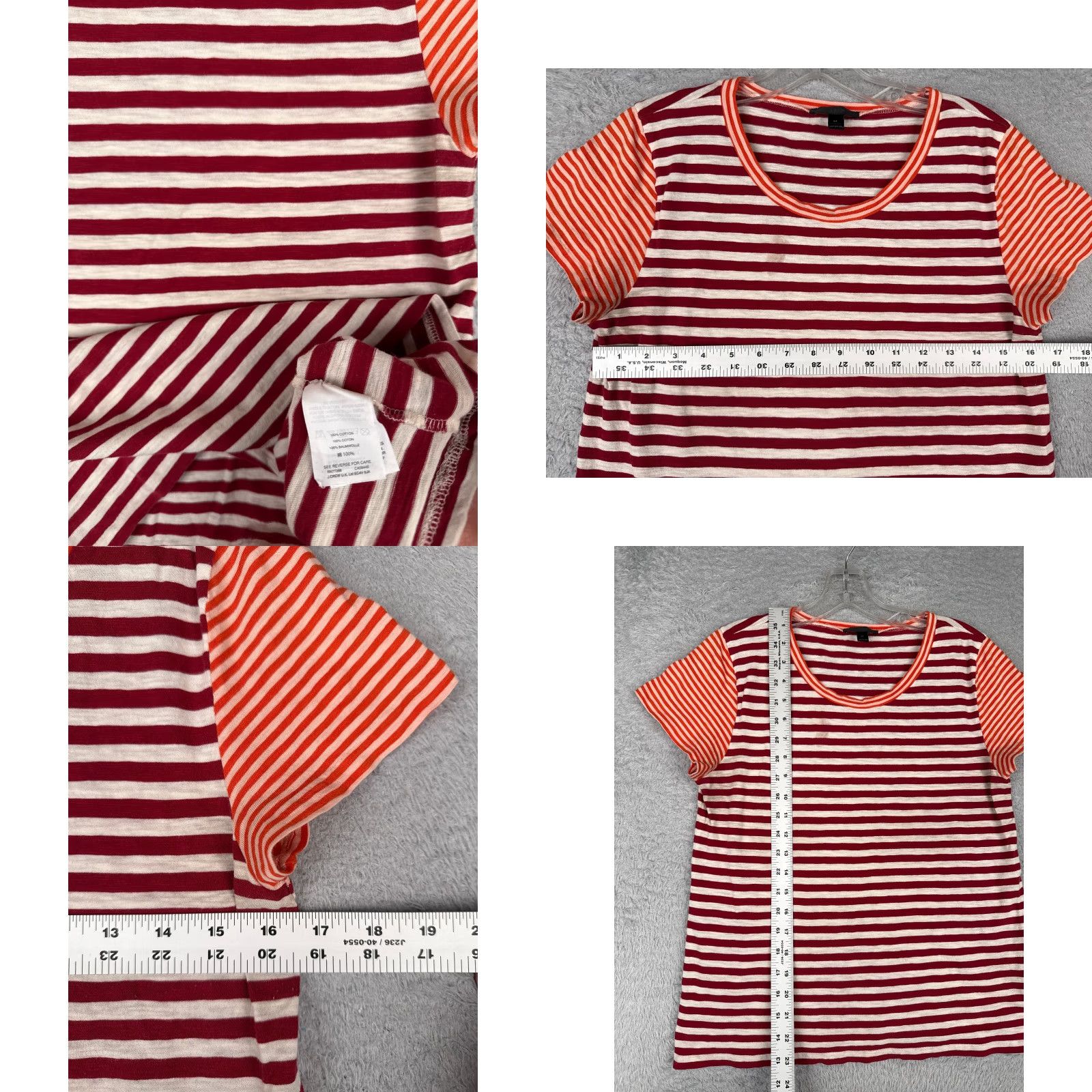 J.Crew J.Crew Shirt Teens Medium Red White Stripe Crew Neck Cotton Short Sleeve Size M / US 6-8 / IT 42-44 - 8 Thumbnail