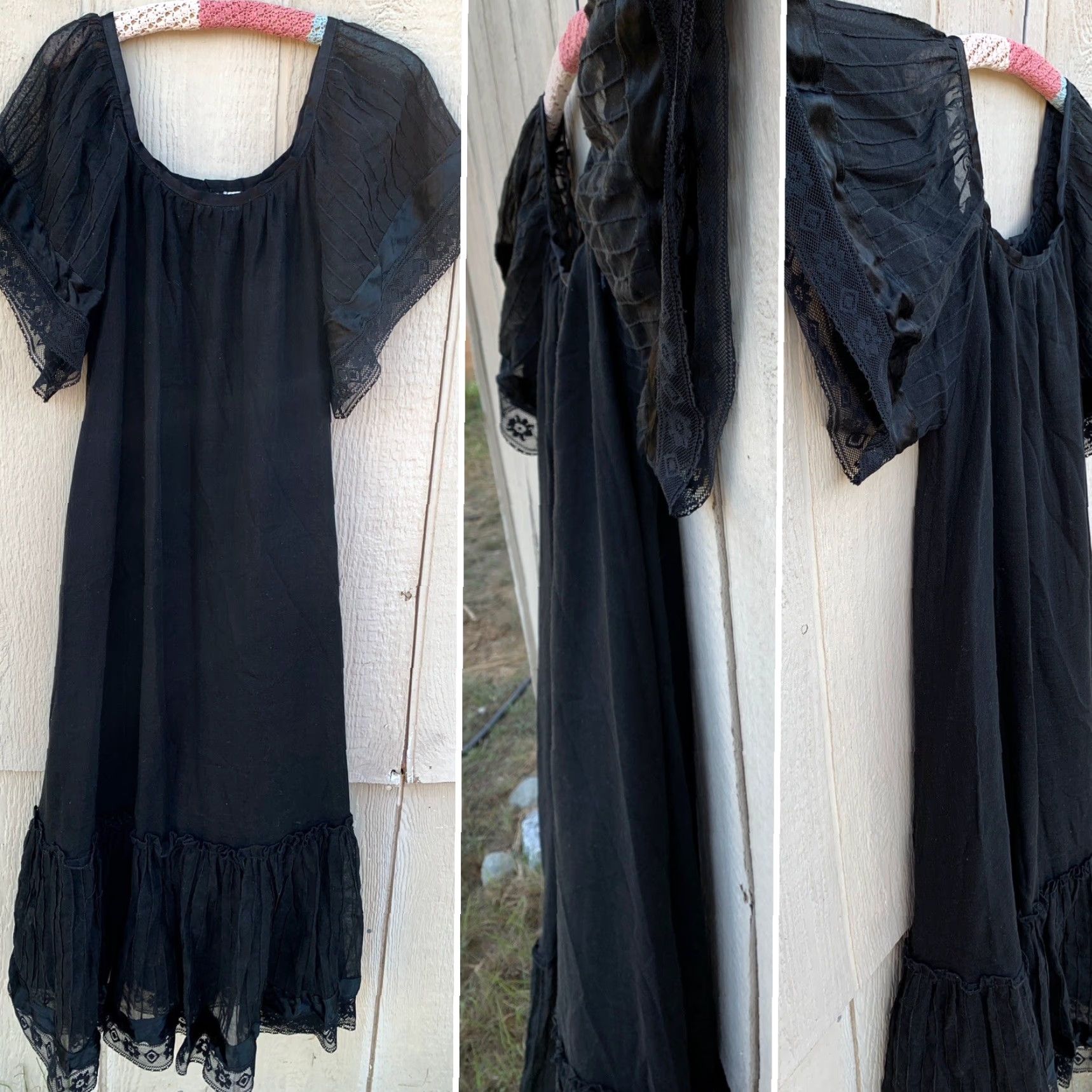 Vintage VINTAGE Made In Mexico Black Cotton Peasant Hippie Chic Dress M Womens Size M / US 6-8 / IT 42-44 - 3 Thumbnail