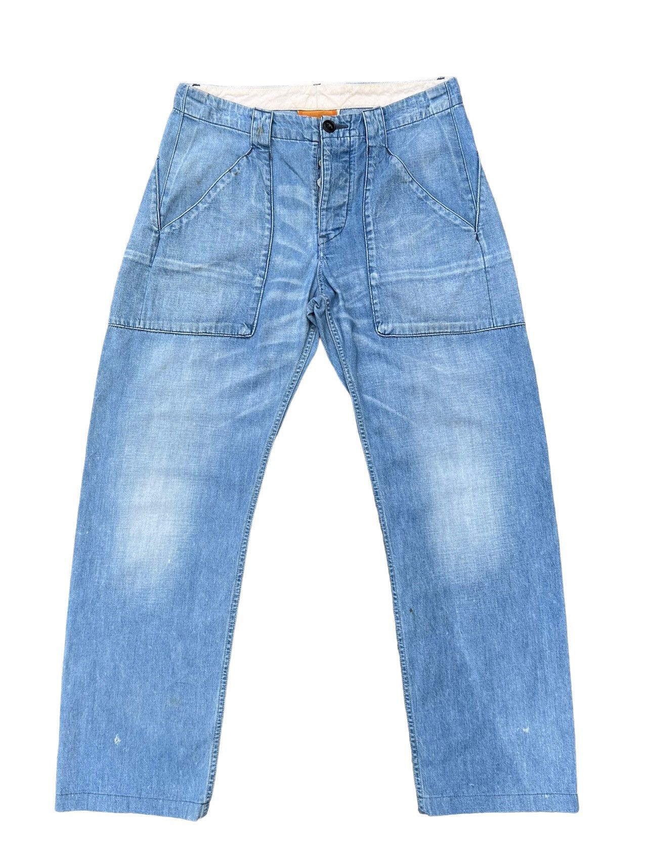 Hiroshi Kato × KATO Sun Fade Blue Vintage Kato Japan Dirty Denim Fatigue Pant Size US 31 - 1 Thumbnail