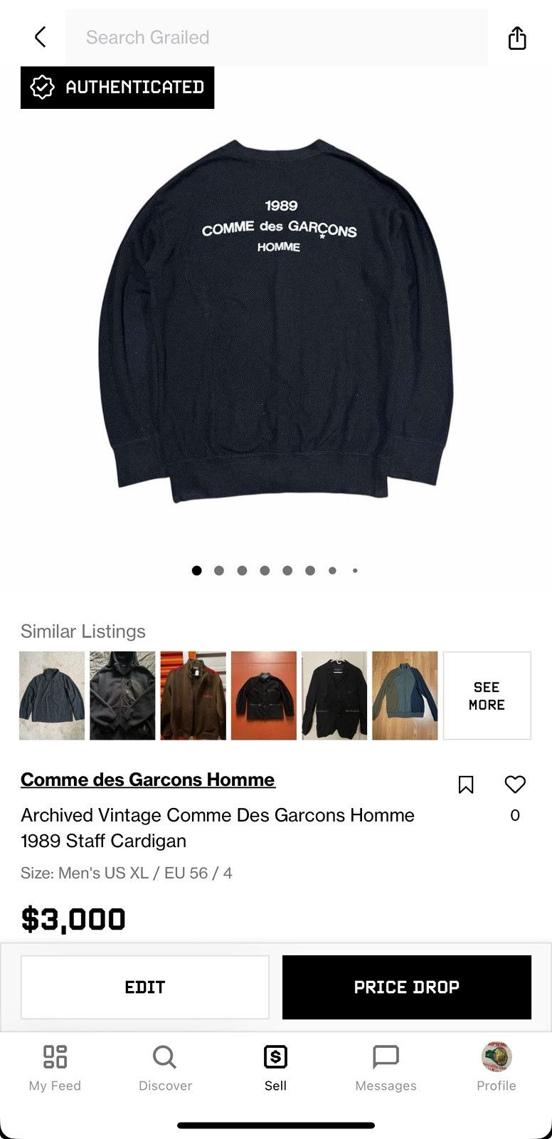 Comme des Garcons Homme Archived Vintage Comme Des Garcons Homme 1989 Staff Cardigan Size US XL / EU 56 / 4 - 17 Thumbnail