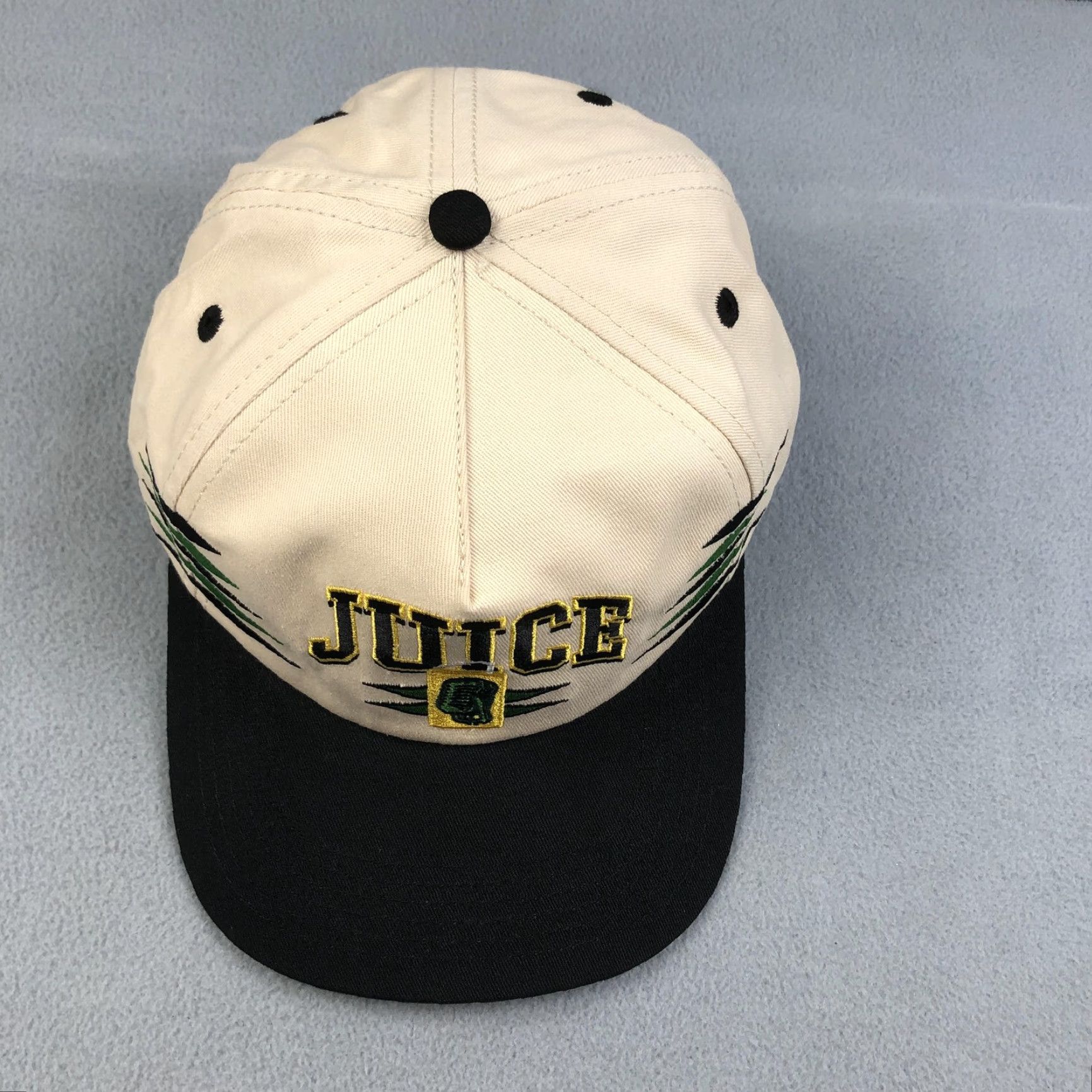 Vintage BRING THE JUICE Diamonds Hat Snapback Beige Dome Embroidered Golf Cap Mens One Size Beige Geometric Twill Cotton Brand Hat Size ONE SIZE - 2 Thumbnail