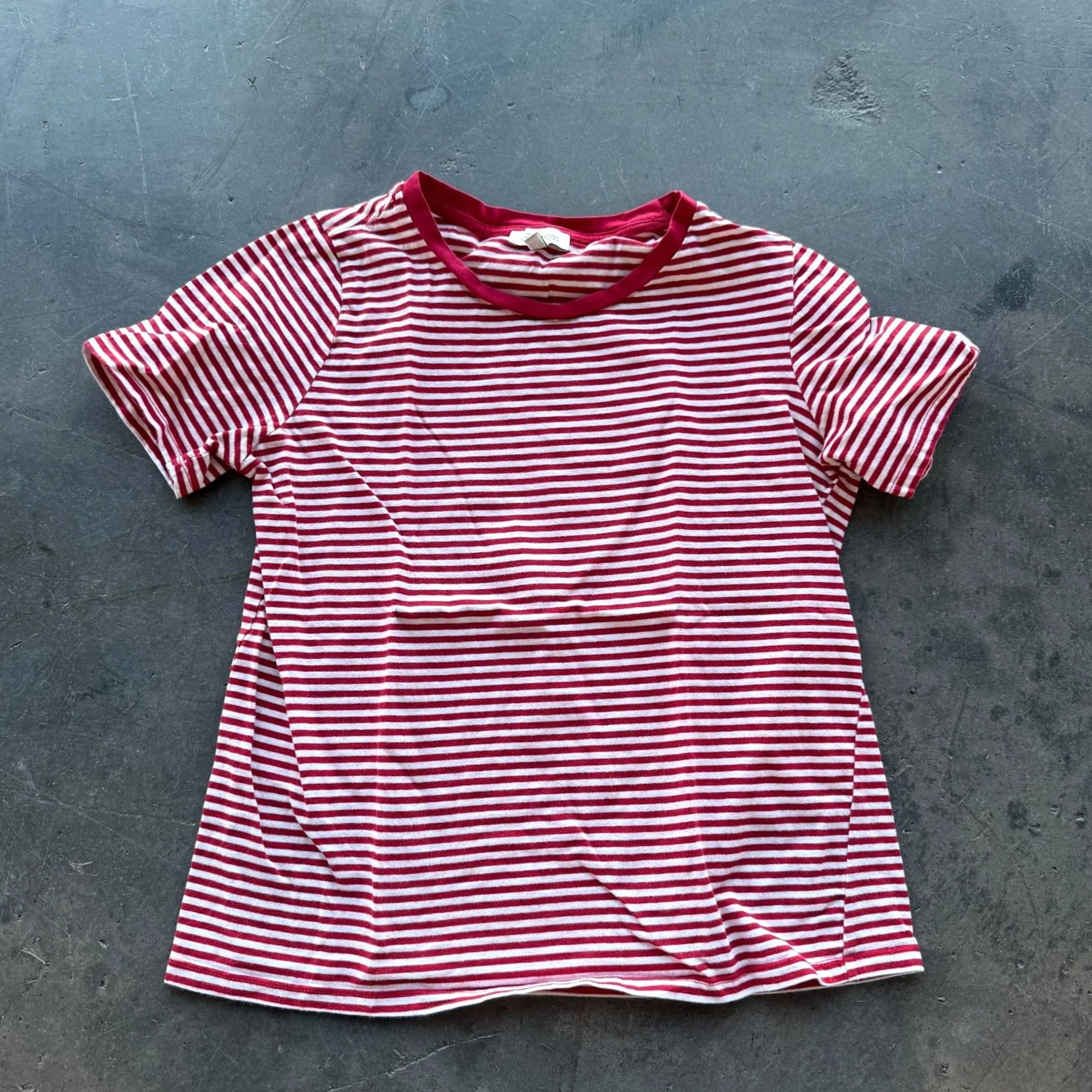 Vintage VINTAGE Ella Moss Striped Red Coastal Preppy Scoop Neck T-Shirt Small Womens Size S / US 4 / IT 40 - 2 Thumbnail