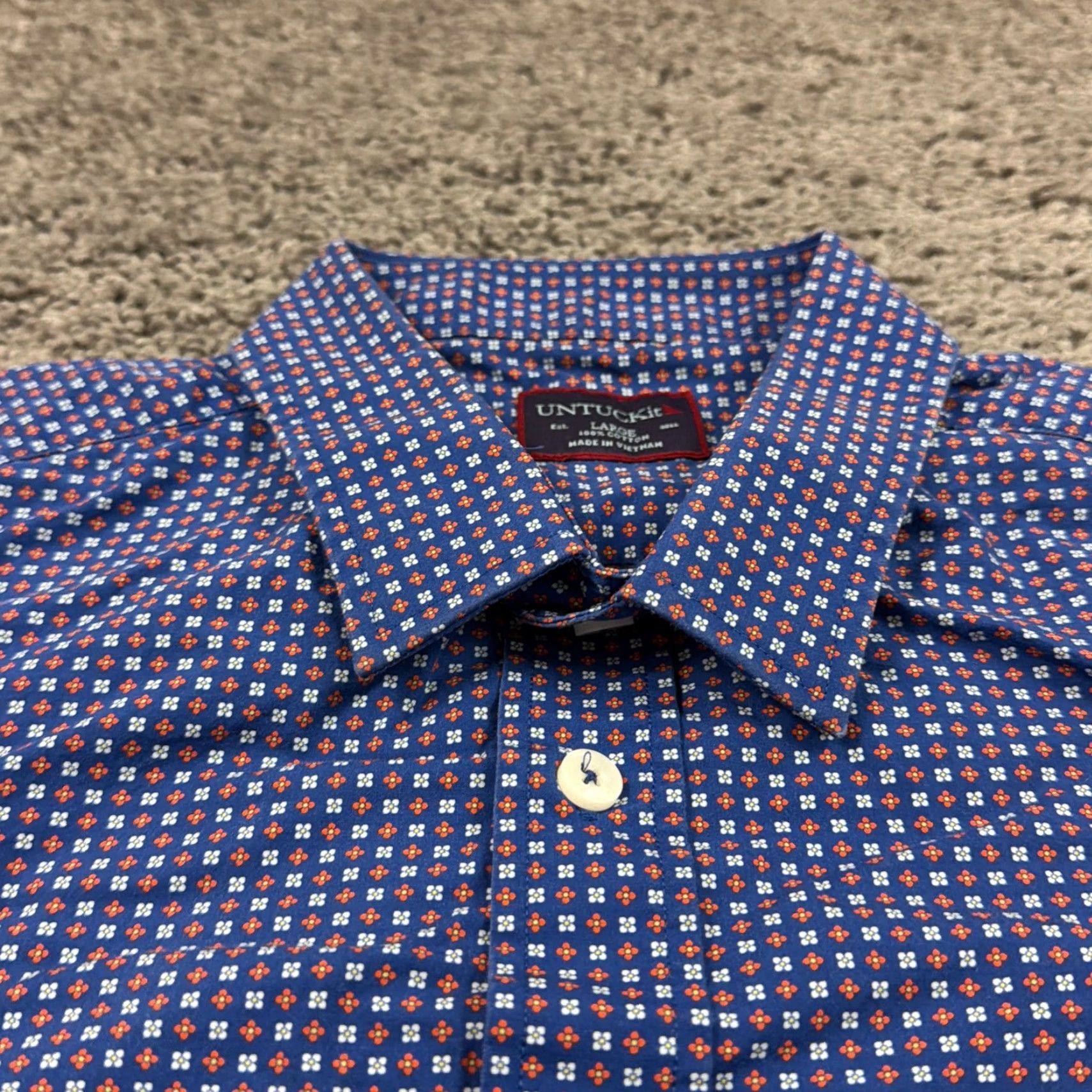 UNTUCKit UNTUCKit Shirt Mens M Blue Floral Button Up Long Sleeve Pockets Cotton Ruyilly Size US M / EU 48-50 / 2 - 4 Thumbnail