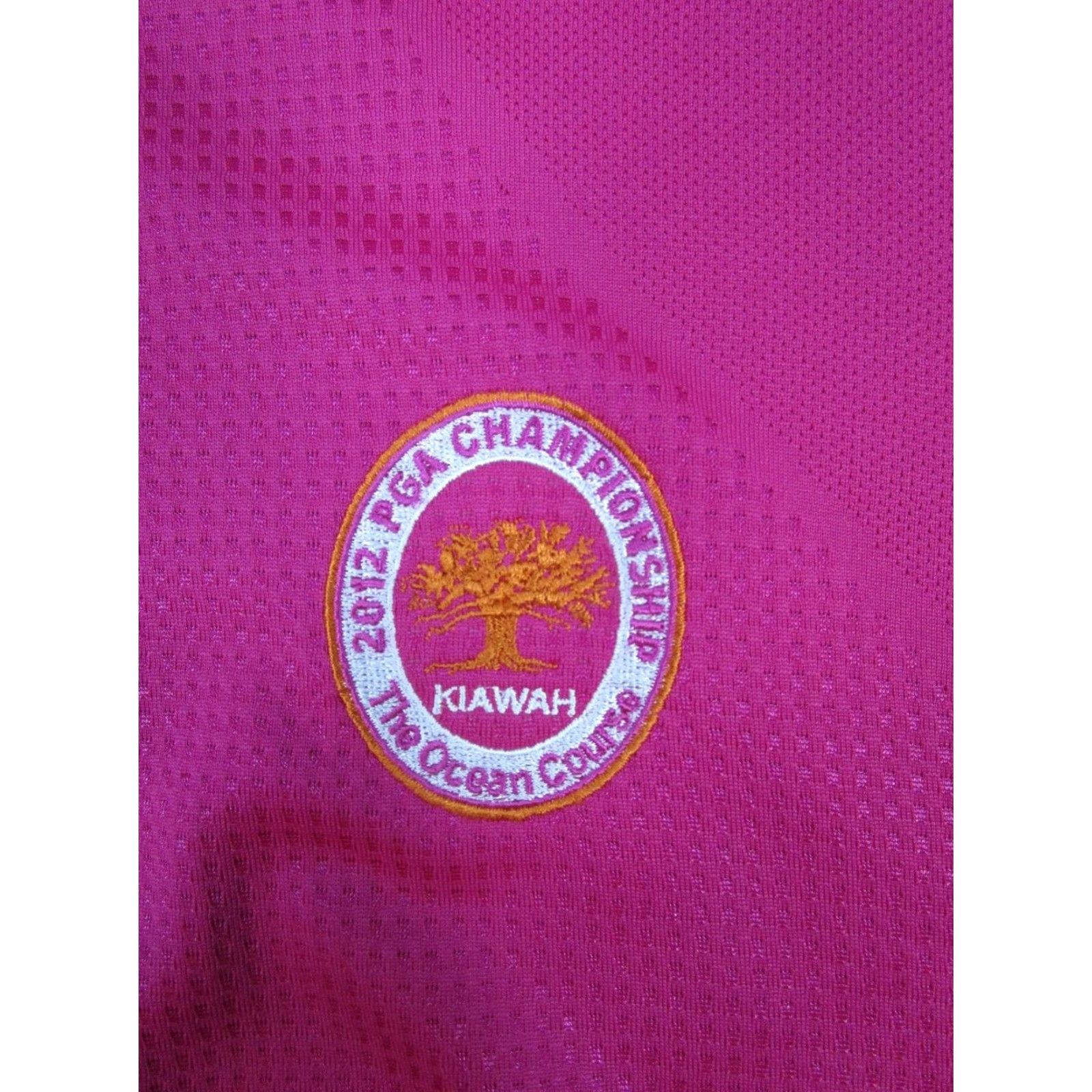 Nike Nike Golf Polo Shirt Mens XL Dri-FIT Tour Performance Pink Solid Short Sleeve Collared Polo 2012 PGA Championship The Ocean Course Logo Mens Size US XL / EU 56 / 4 - 3 Thumbnail