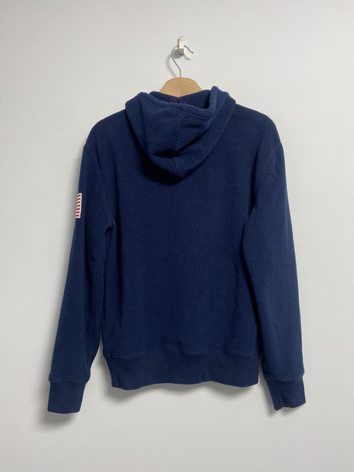 Vintage Polo Ralph Lauren Pullover Fleece Hoodie USA Flag Patch Size US S / EU 44-46 / 1 - 11 Thumbnail