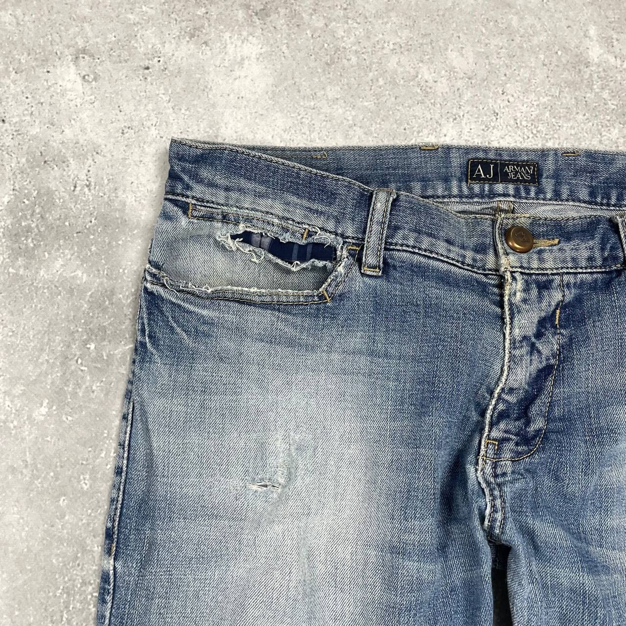 Armani Vintage 2000s ARMANI JEANS Distressed Y2K Jeans Blue Size 34 Size US 34 / EU 50 - 4 Thumbnail