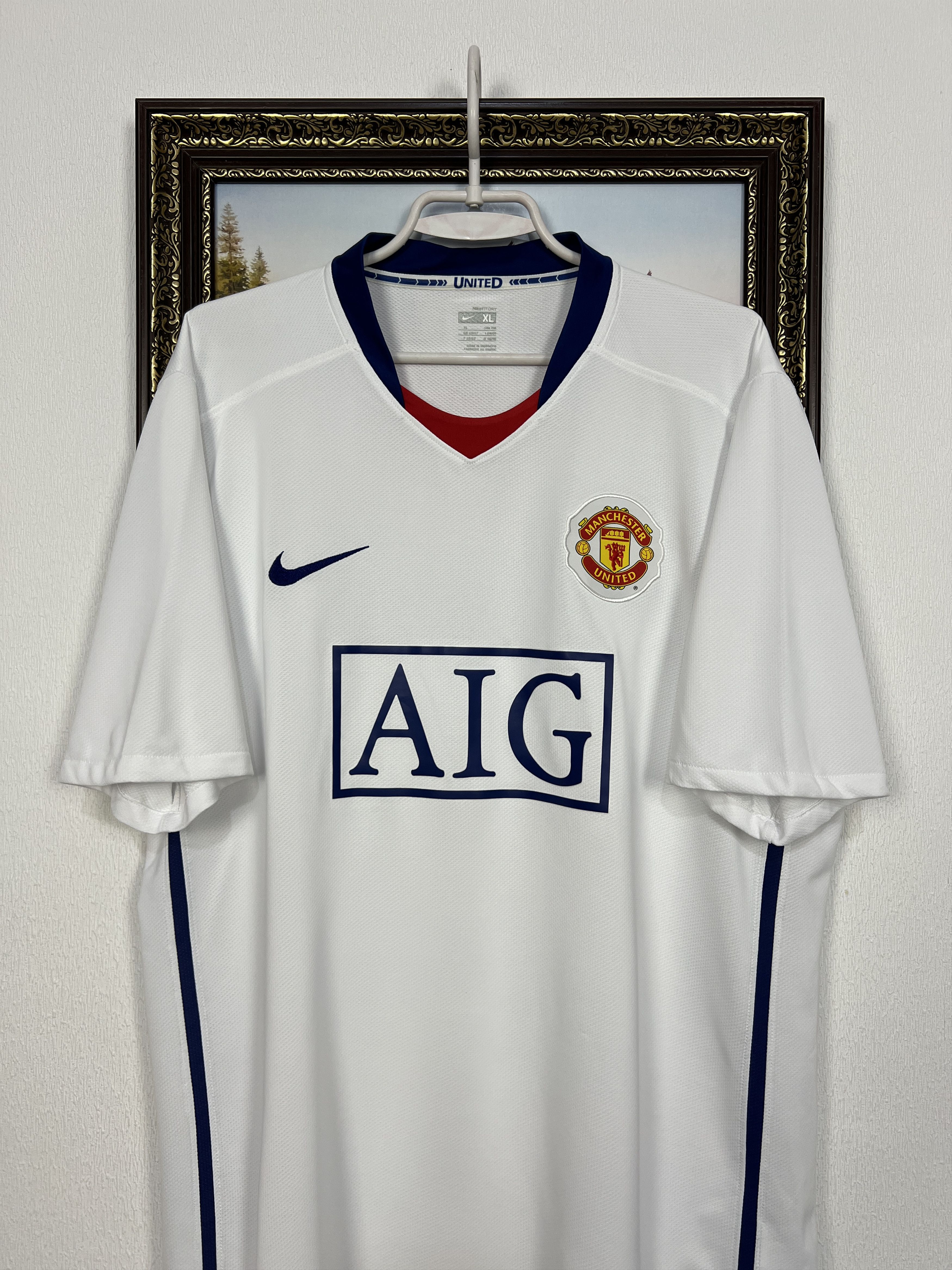 Nike Manchester United Away football shirt 2008 Soccer Nike White Size US XL / EU 56 / 4 - 2 Thumbnail