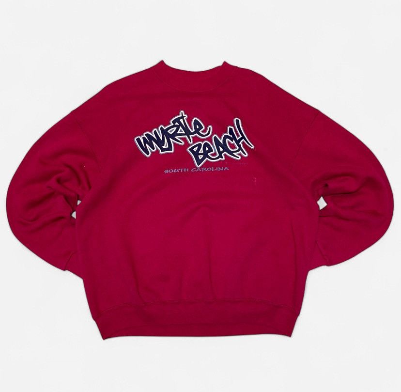 Fruit Of The Loom Vintage 90s burgundy Myrtle beach south carolina sweatshirt Size US L / EU 52-54 / 3 - 1 Thumbnail