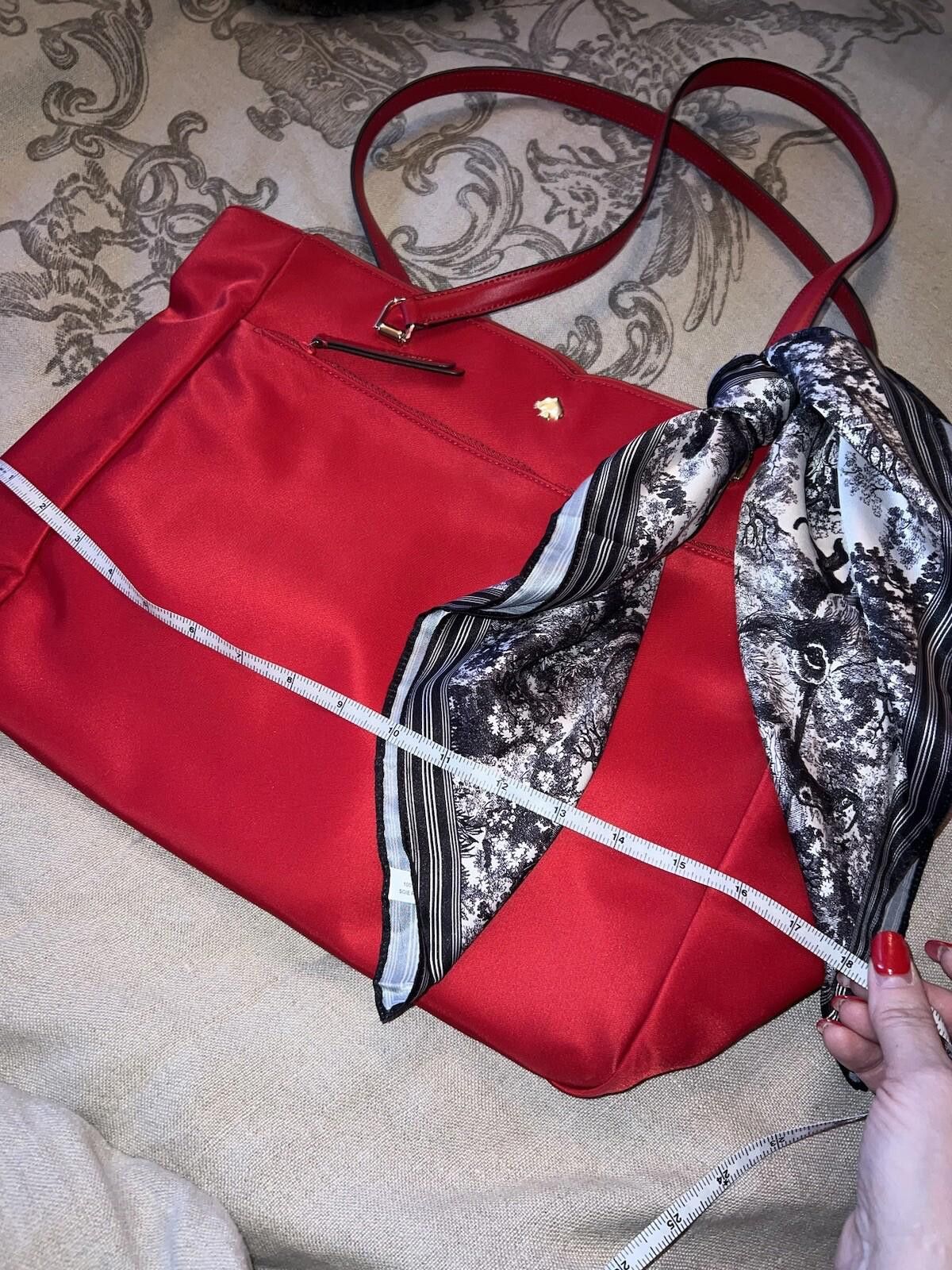 Kate Spade NEW Kate Spade Red Nylon Handbag Purse Tote Bag w/ Scarf Size ONE SIZE - 4 Thumbnail
