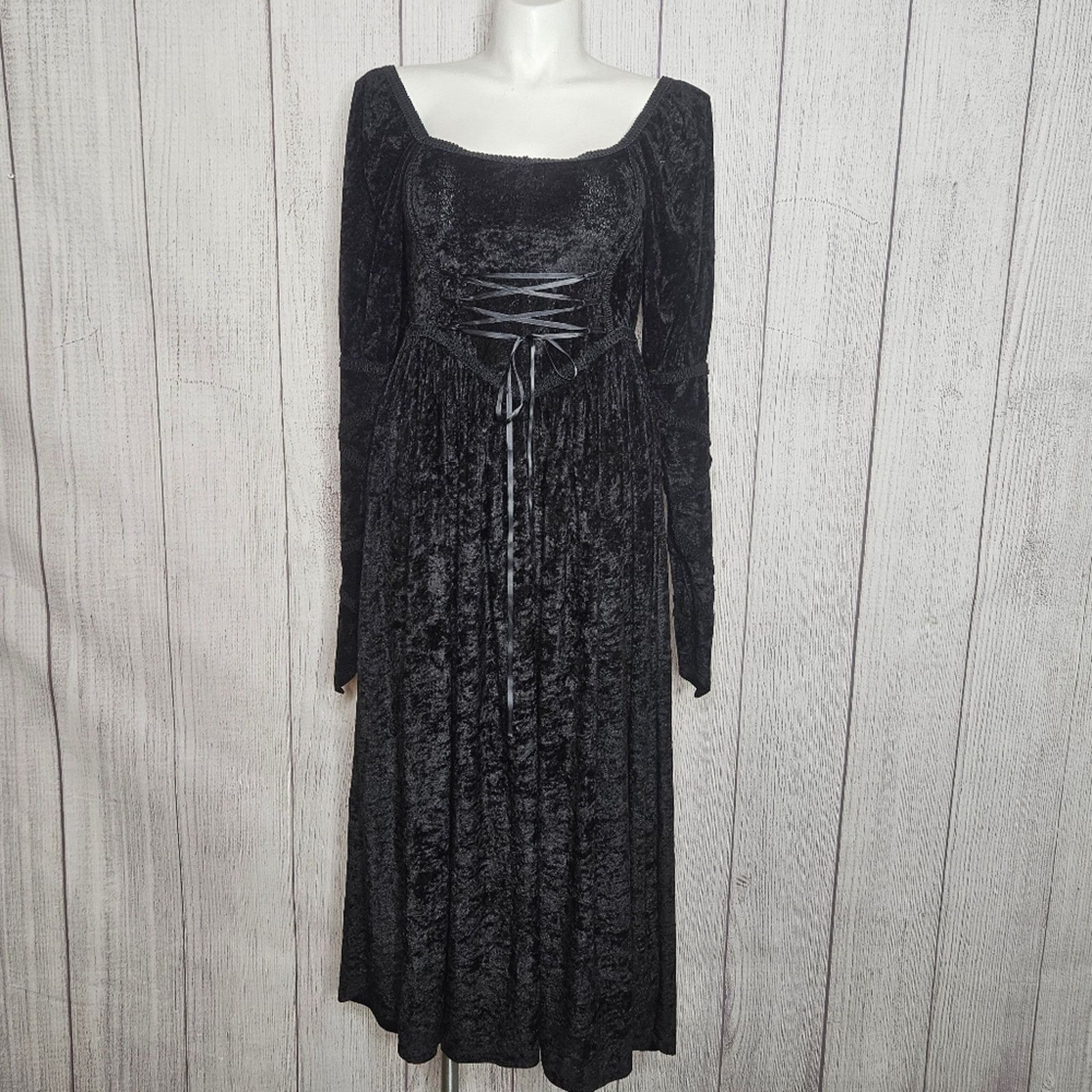 Vintage Begotten by Dilek Atasu Velvet Corset Victorian Maxi Dress Size L / US 10 / IT 46 - 2 Thumbnail