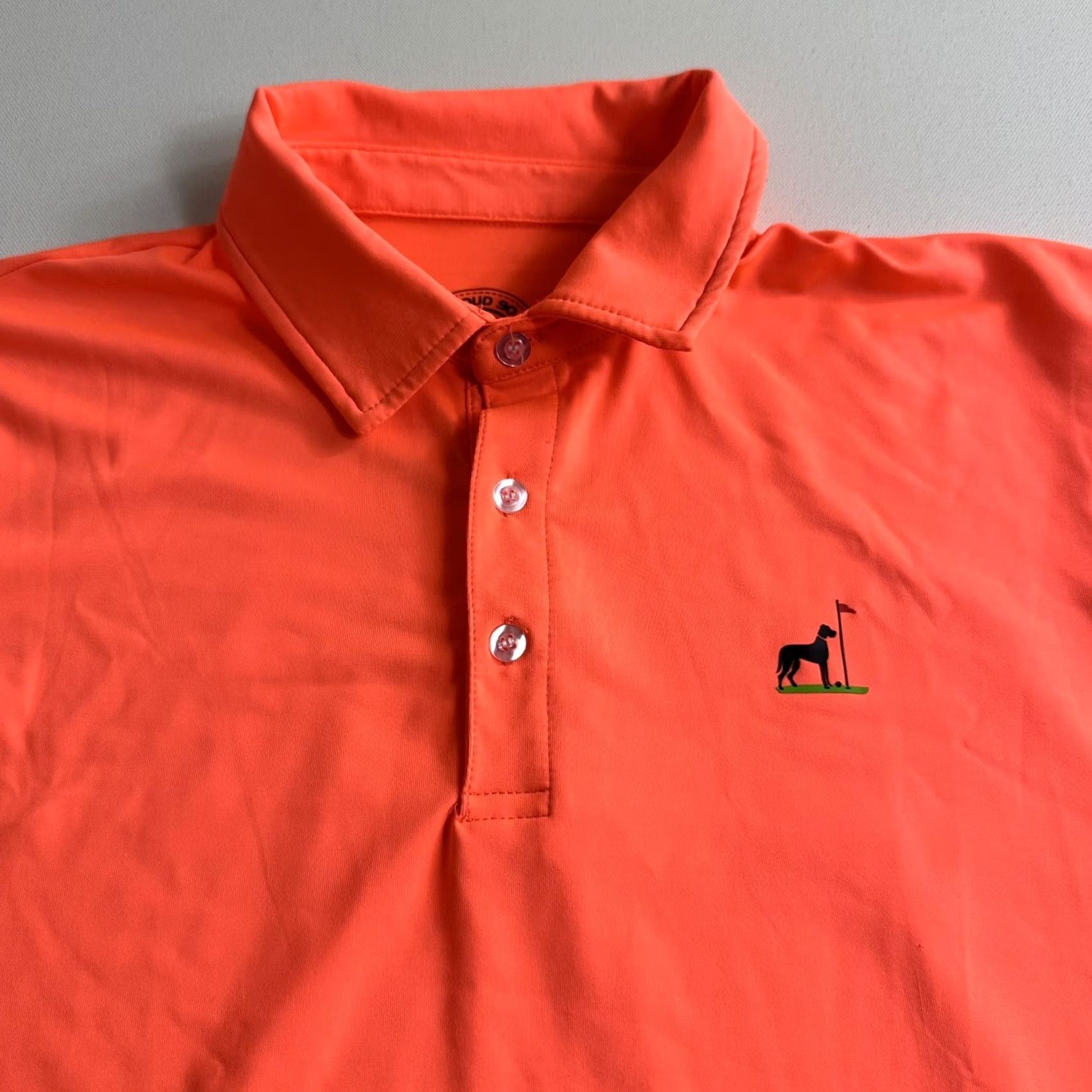 Vintage Proud 90 Mens Polo Shirt Short Sleeve Golf Neon Orange Stretch Solid S Adult Mens Size US S / EU 44-46 / 1 - 4 Thumbnail