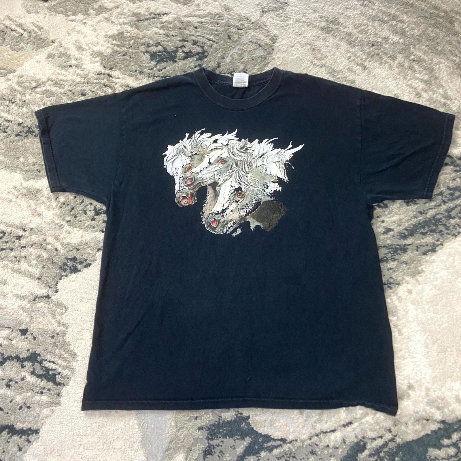 Fruit Of The Loom Vintage Anime Y2K Grunge Sz XL Skater Three White Horses Size US XL / EU 56 / 4 - 1 Thumbnail