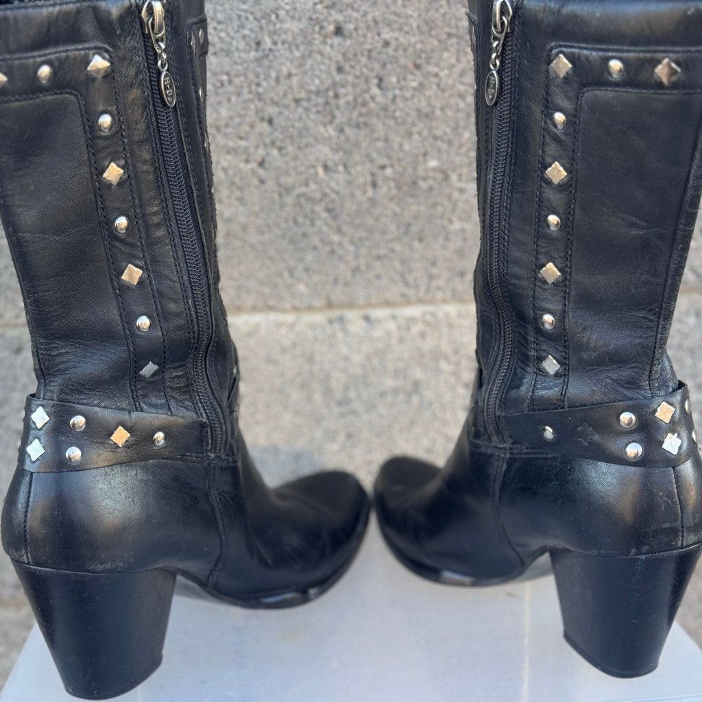 Harley Davidson Harley-Davidson Black Studded Heeled Boots Size 10 Size US 10 / IT 40 - 4 Thumbnail