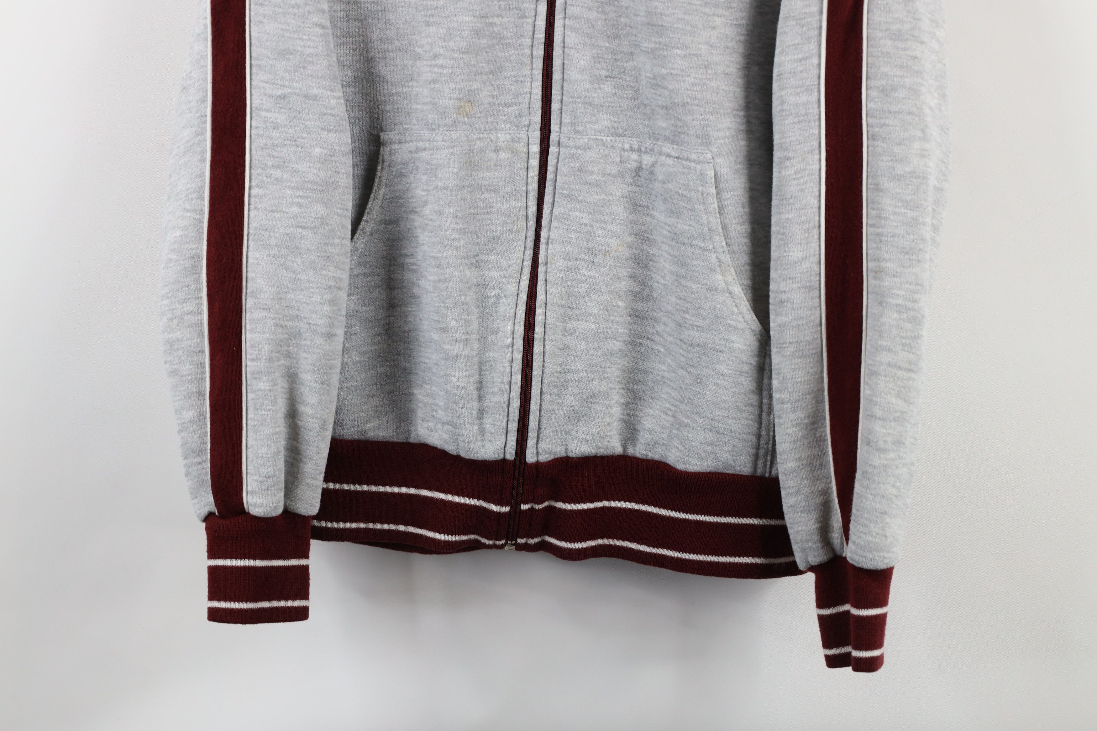 Vintage 70s Streetwear Striped Triblend Full Zip Hoodie
