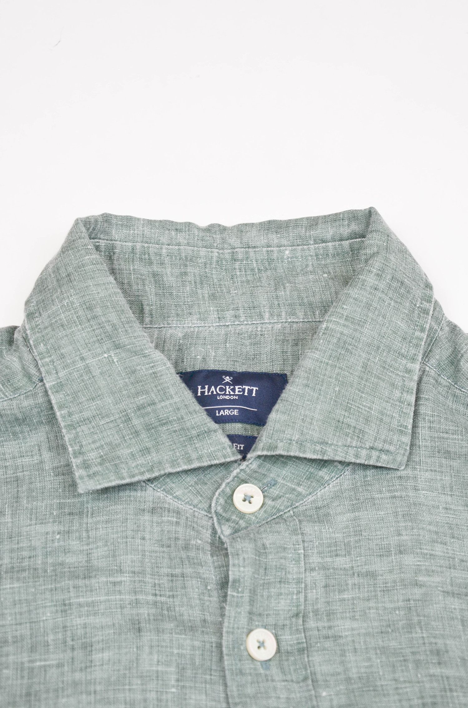Hackett HACKETT LONDON Slim Green Linen Shirt - L Size US L / EU 52-54 / 3 - 7 Thumbnail