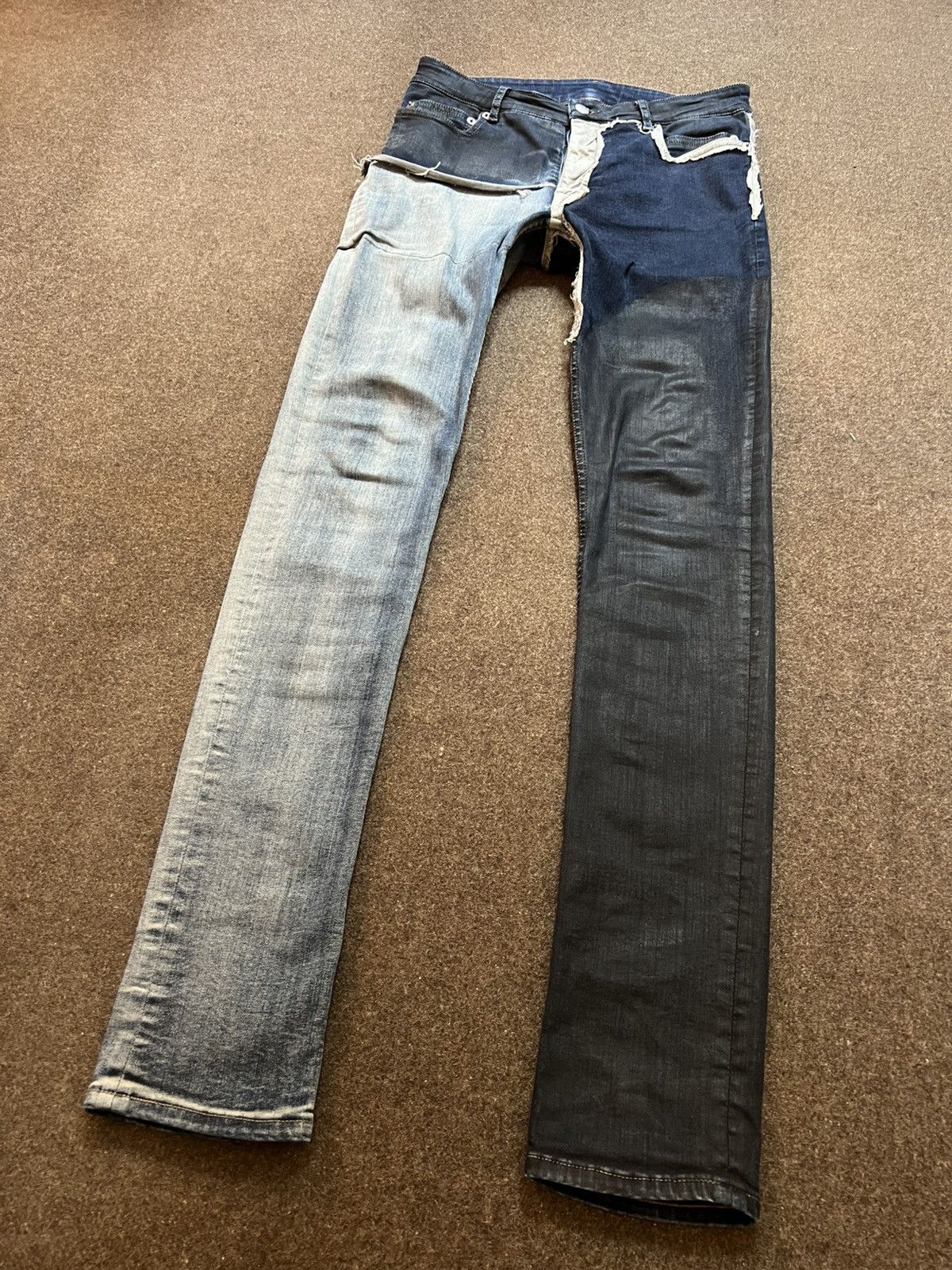 Rick Owens SS19 Tyrone Cut Collage Waxed Denim