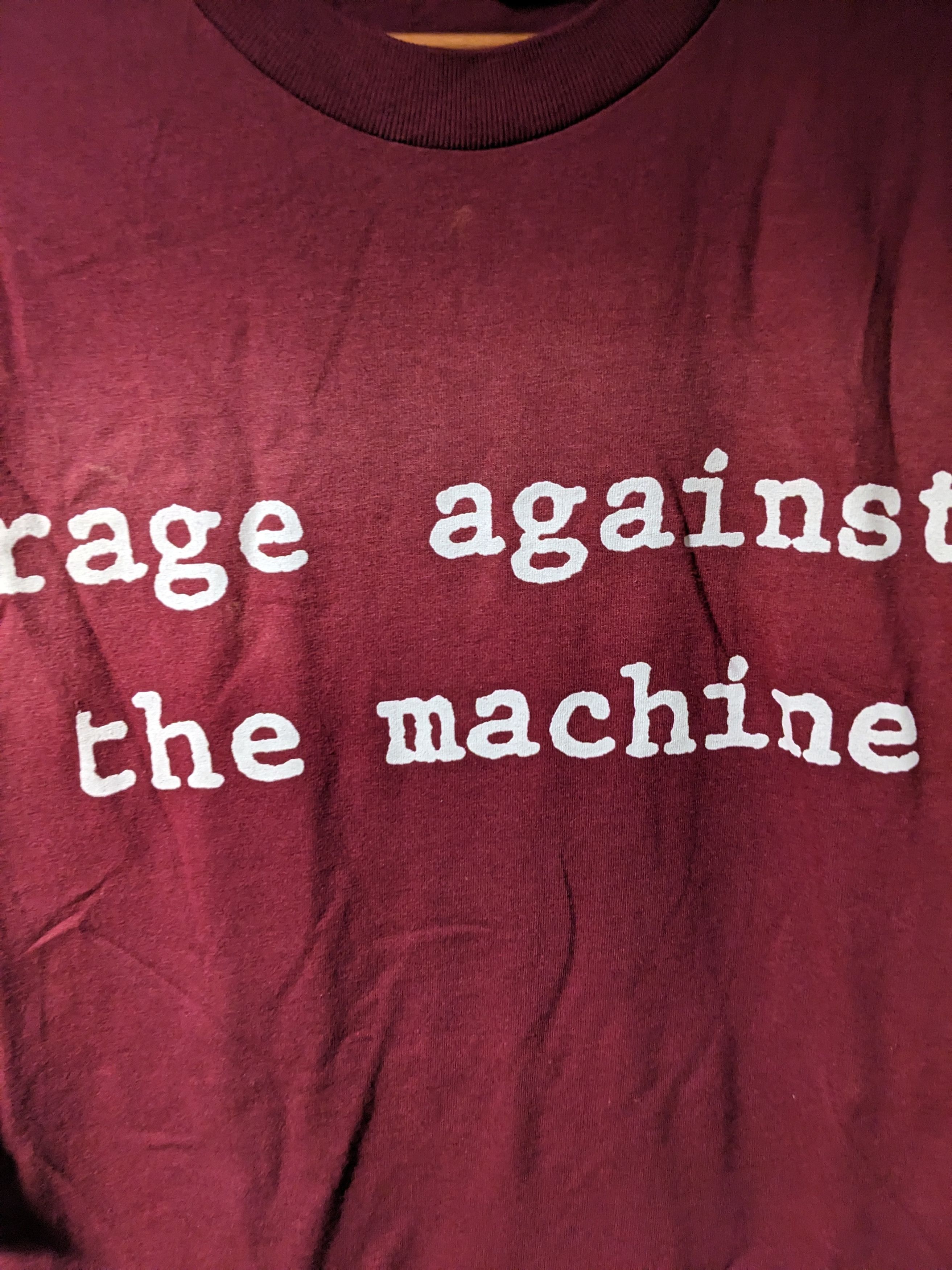 Band Tees × Rage Against The Machine × Vintage Vintage Rage Against the Machine Burgundy X-Large T-Shirt Size US XL / EU 56 / 4 - 2 Thumbnail