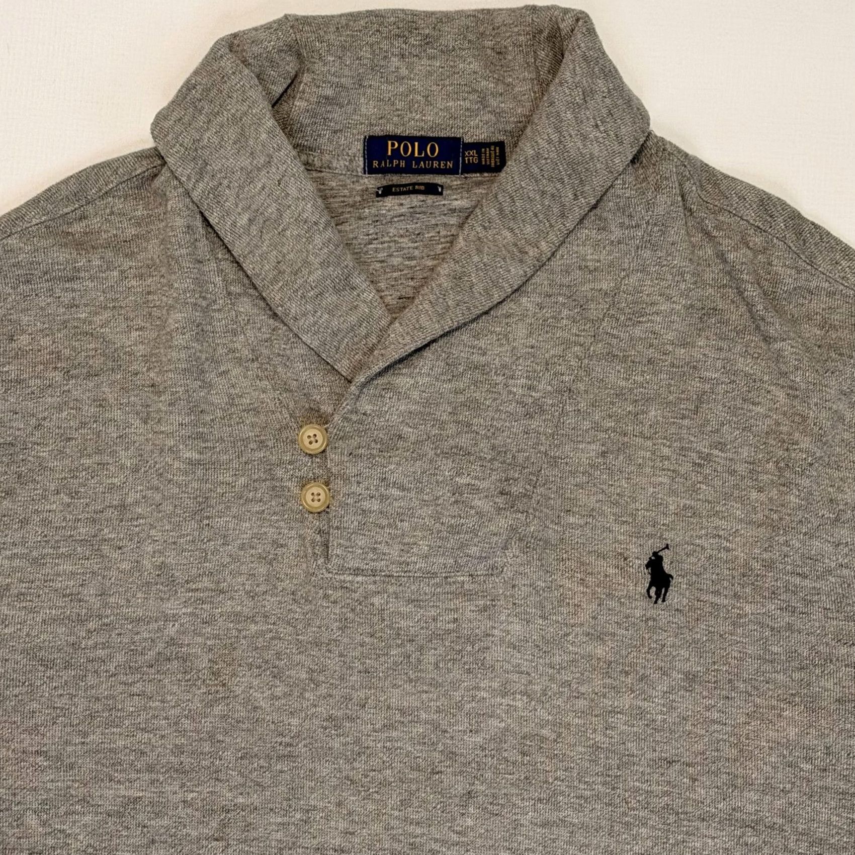 Polo Ralph Lauren Polo Ralph Lauren Sweater Mens 2XL Gray Estate Rib Shawl Collar Cotton Pullover Size US XXL / EU 58 / 5 - 2 Thumbnail