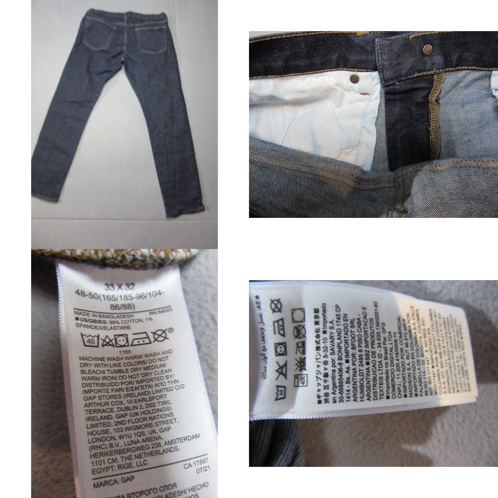 Gap Gap Jeans Mens 33x32 Dark Wash Slim Fit Straight Leg - Mid Rise - Denim Size US 33 - 8 Thumbnail
