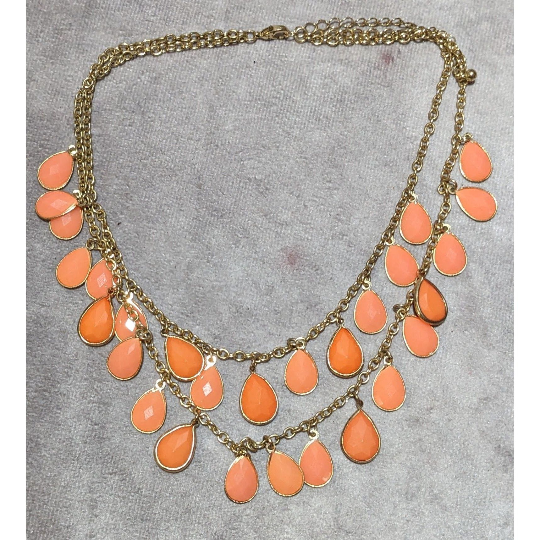 Other Orange And Gold Multilayer Teardrop Fringe Necklace Size ONE SIZE - 8 Thumbnail