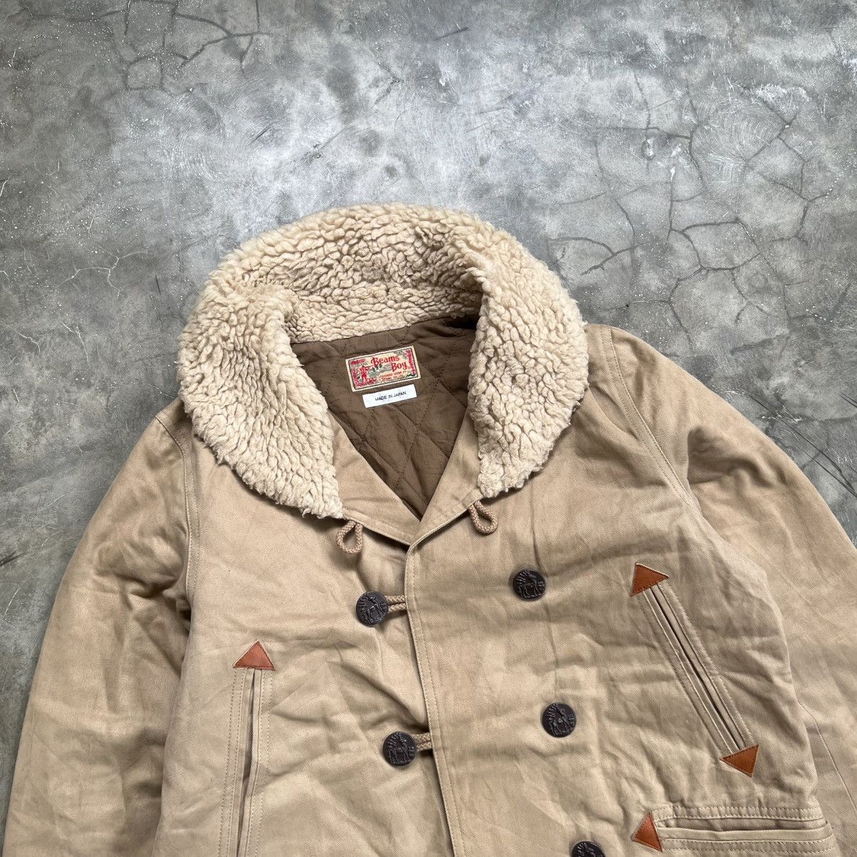 Beams Plus Vintage Beams Peacoat Wool Fur Neck Jacket Size US L / EU 52-54 / 3 - 3 Thumbnail