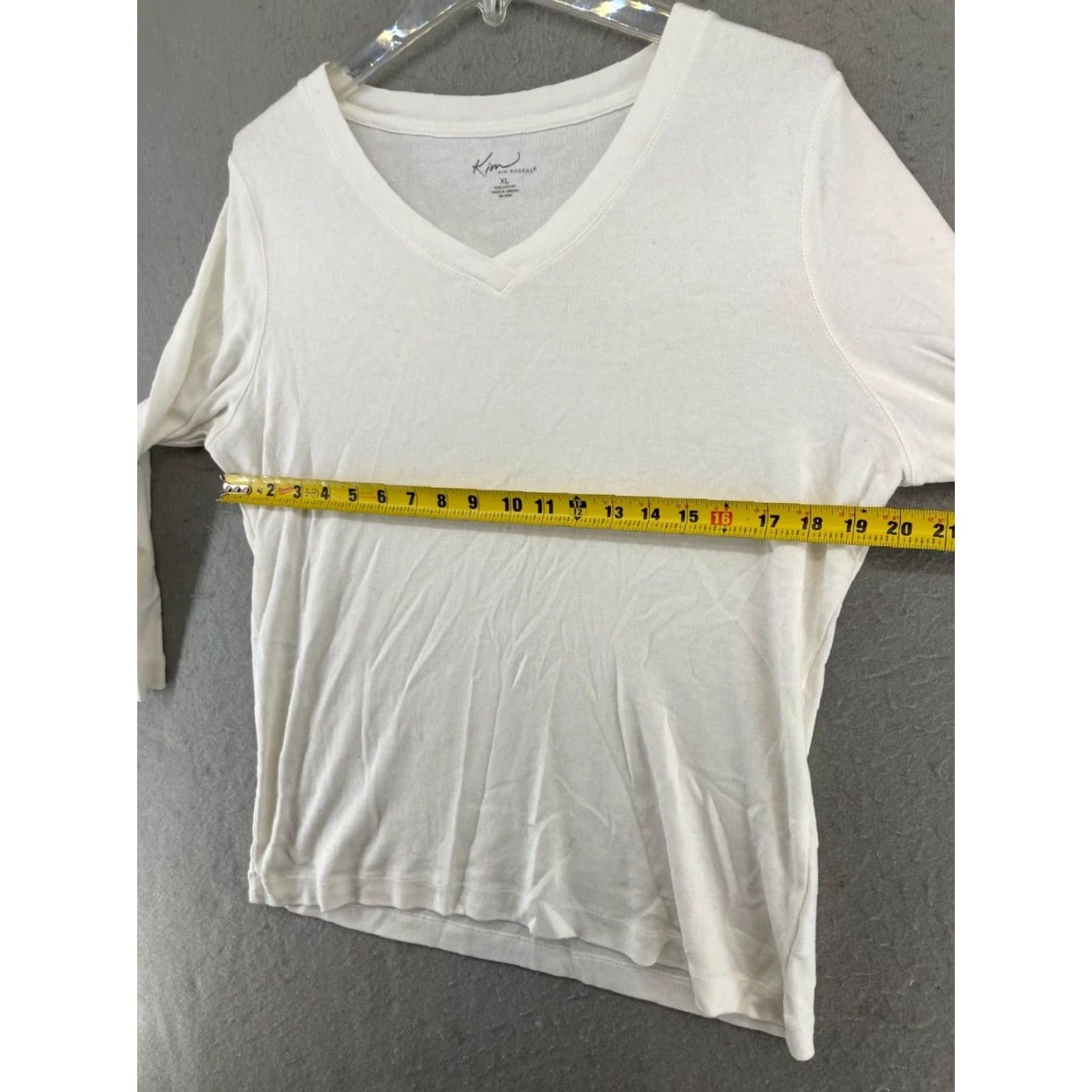 Vintage Kim Rogers Women's Blouse XL White V-Neck 3/4 Sleeve Solid Casual Classic Size XL / US 12-14 / IT 48-50 - 2 Thumbnail