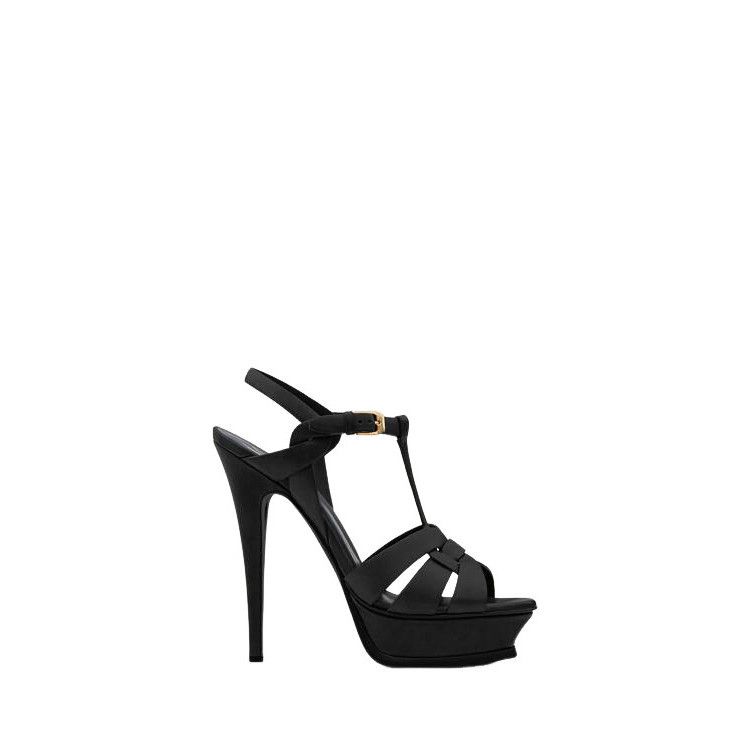 Saint Laurent Paris Saint Laurent Tribute $1150 Black 135Mm Platform Sandals New, Women's (Size 8)