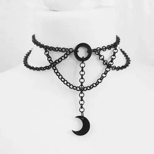 Japanese Brand × Vintage Moon Gothic Chains O Ring Choker Size ONE SIZE - 3 Thumbnail
