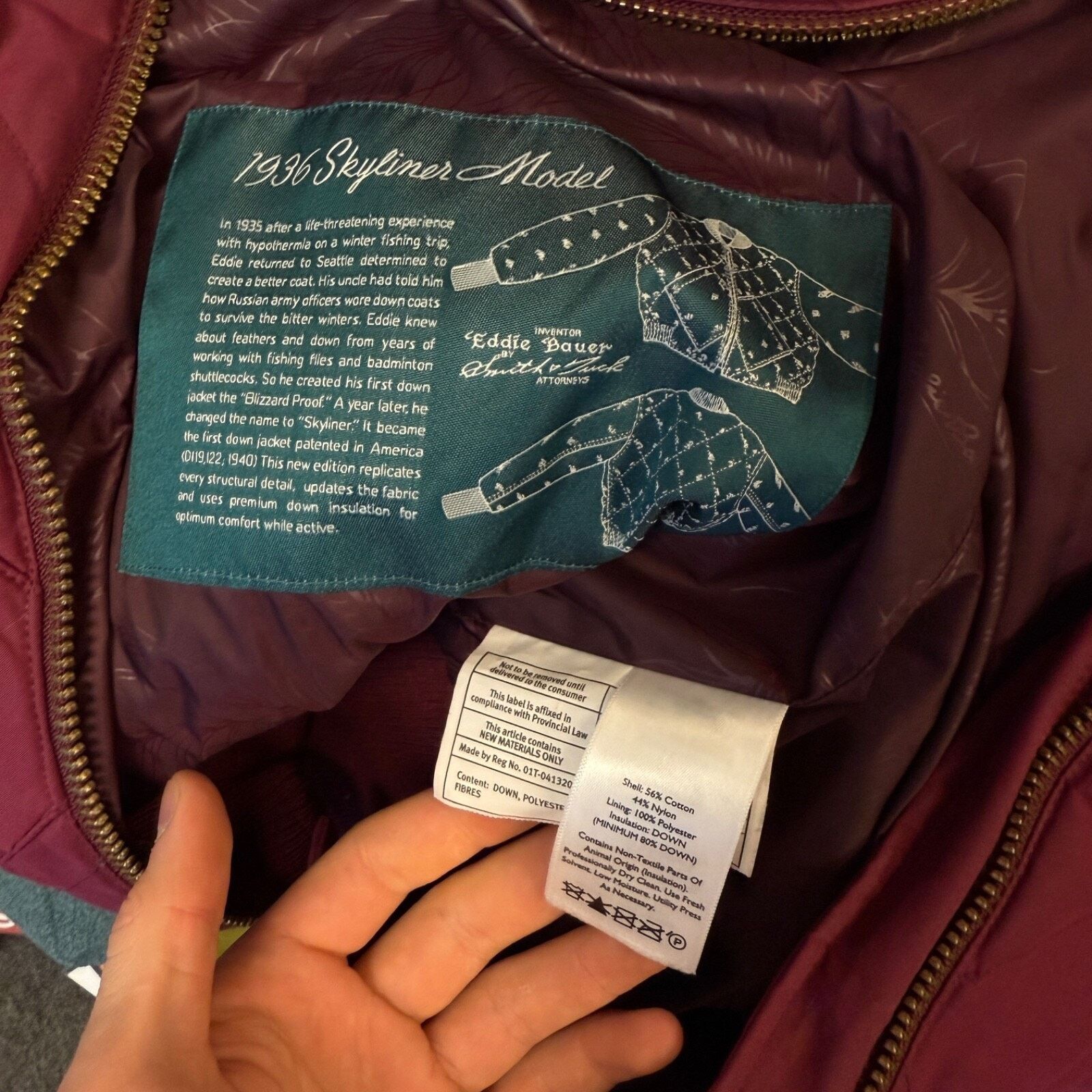 Eddie Bauer Eddie Bauer S burgundy Skyliner model quilted down jacket Size S / US 4 / IT 40 - 15 Thumbnail