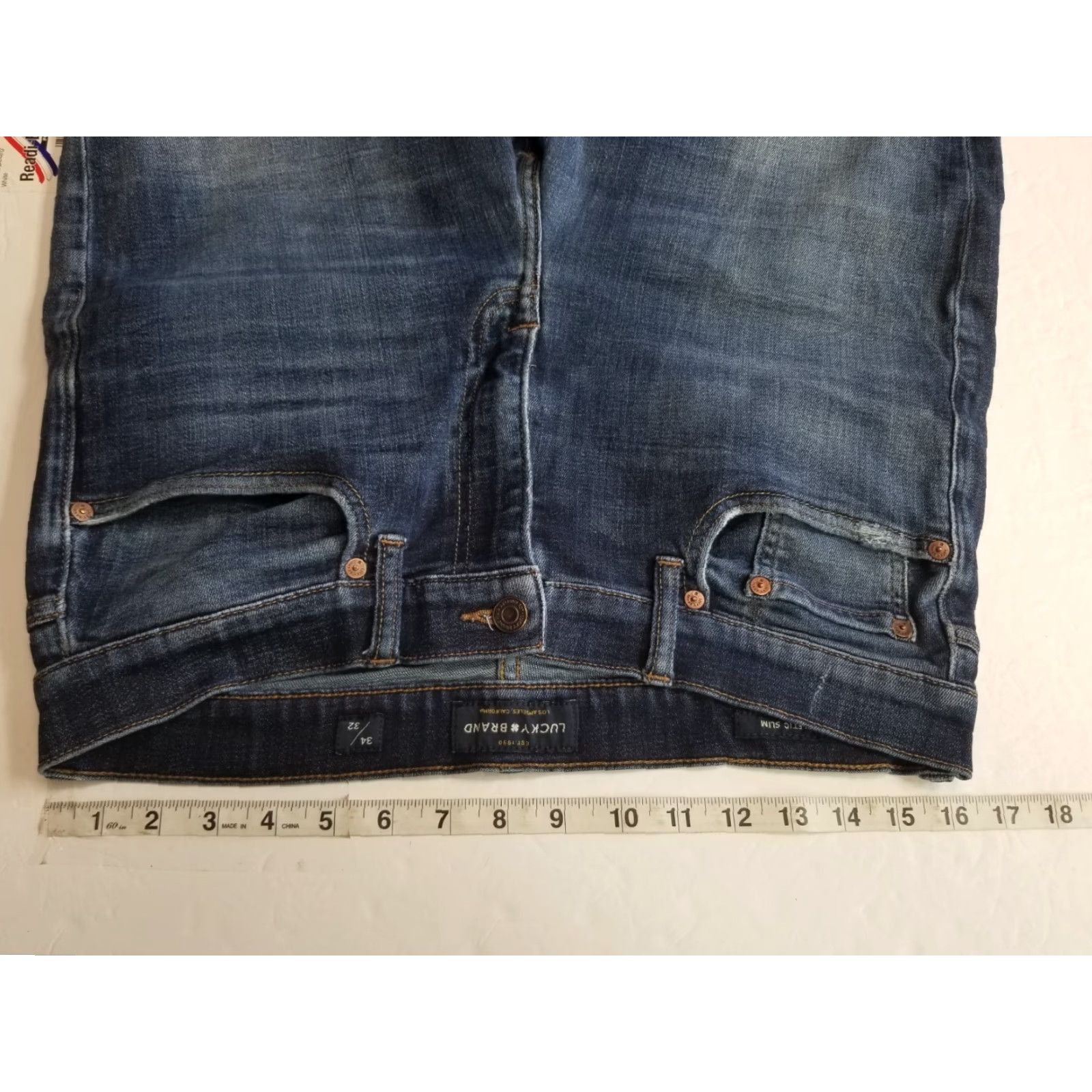 Lucky Brand Lucky Brand Jeans Mens 34x32 Slim Distressed Denim Blue 5-Pocket Straight Jeans Mens Regular 34x32 Distressed Size US 34 / EU 50 - 3 Thumbnail