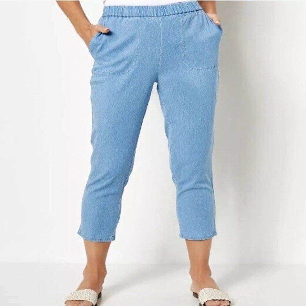 Jason Wu NWT New J Jason Wu Tencel Pull-On Chambray Pants A493533 Si Size 42" / US 20 - 1 Thumbnail