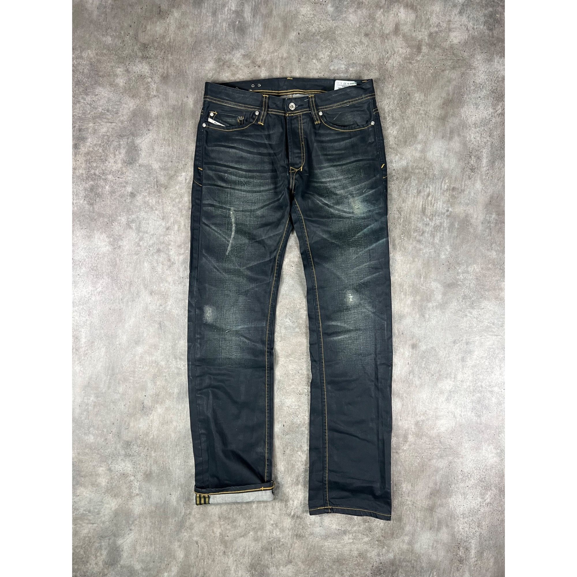 image of 08’ Diesel X Adidas Viker-Ad Waxed Selvedge Denim in Navy, Men's (Size 32)