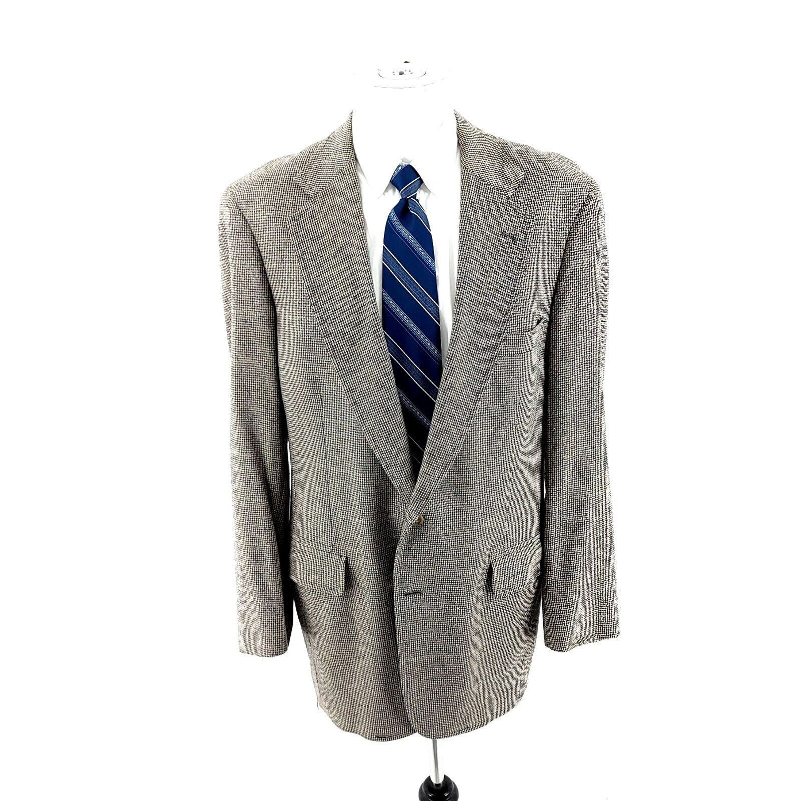 Jos. A. Bank Jos A Bank 100% Silk 2 Button Sport Coat Blue Tan Check W/ G Size 42R - 3 Thumbnail