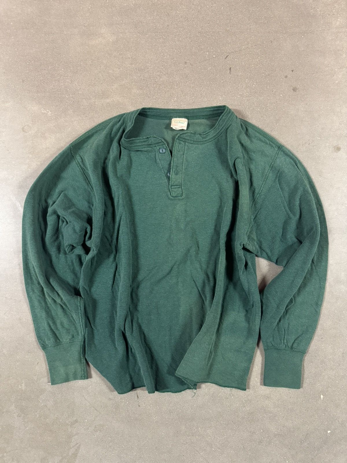 Vintage L.L. Bean River Driver's Shirt Henley Green XL