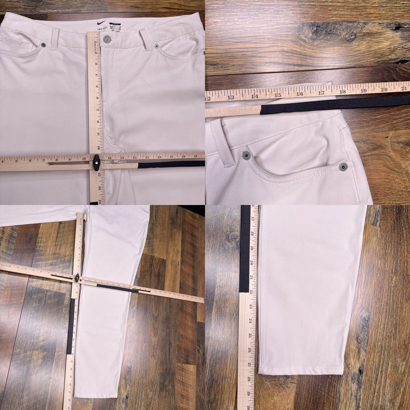 Nike Nike Dri-FIT Slim Fit Pants Womens 14 Beige Mid Rise Stretch Activewear Tapered Inseam 28 in Knit Cotton Blend Khakis Regular Women Mens? Size 36" / US 14 / IT 50 - 8 Thumbnail