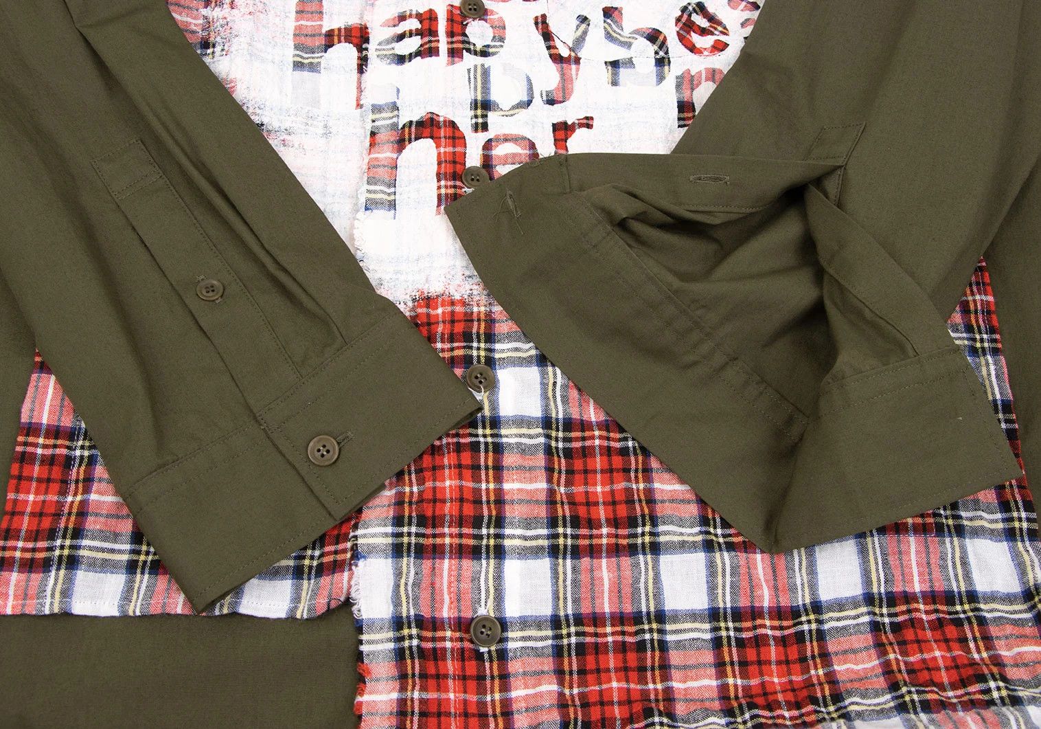 Yohji Yamamoto Tartan Check Pigment Print Detachable Long Shirt Khaki Size US M / EU 48-50 / 2 - 10 Thumbnail