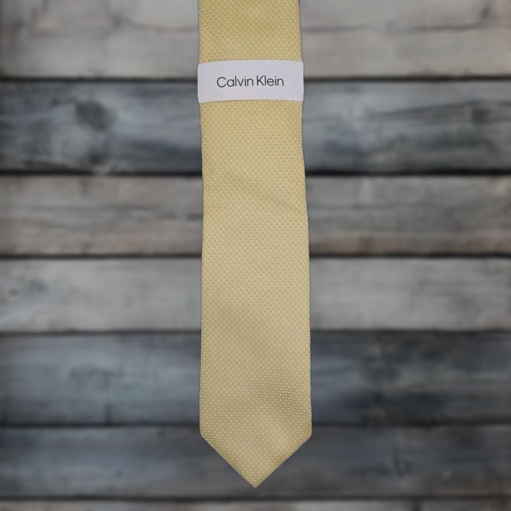 Calvin Klein VINTAGE Calvin Klein Men’s Yellow Silk Mini-Check Slim Neck Tie 56" x 3" NWT New Size ONE SIZE - 1 Thumbnail