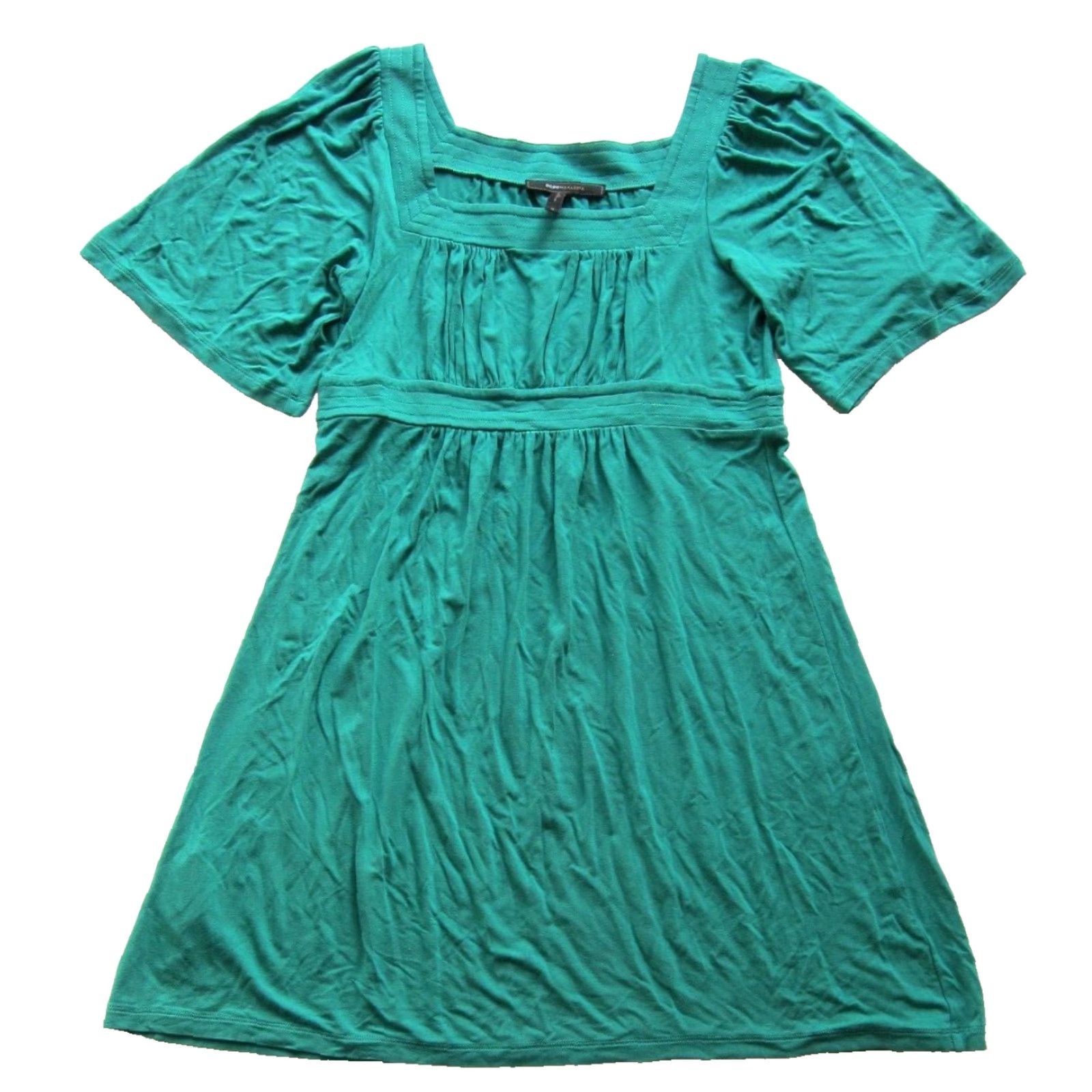 Bcbgmaxazria BCBGMAXAZRIA Green Rayon Short Sleeve Tunic Dress Medium Smock Jersey Knee Length Dress Size 32" / US 10 / IT 46 - 2 Thumbnail