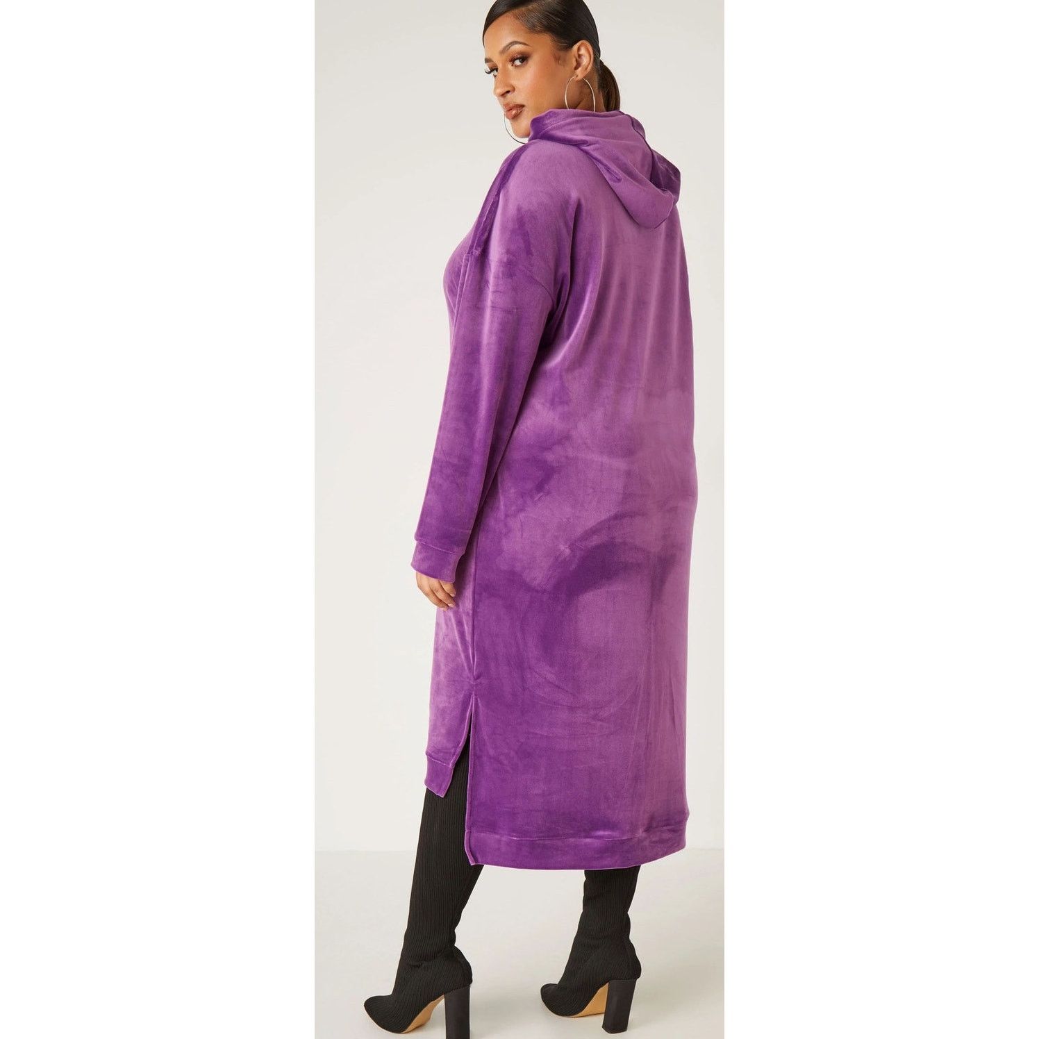 Other PLUS 18/20 2X | Women’s Hooded Velour Hi Low Lounge Dress Size XXL / US 16-18 / IT 52-54 - 2 Thumbnail